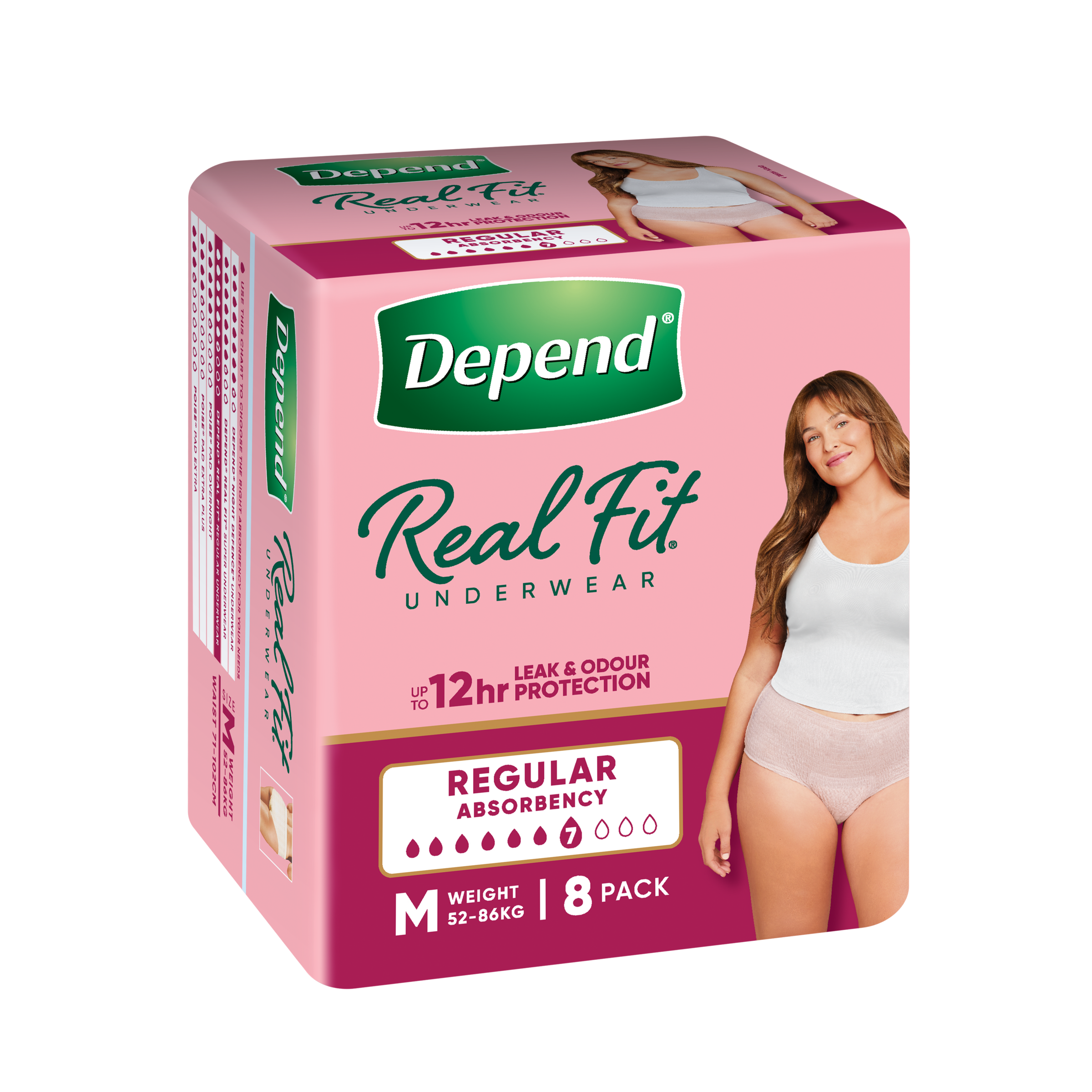 DEPEND WOMEN REAL FIT UNDERWEAR REGULAR 7D MEDIUM 8 PACK