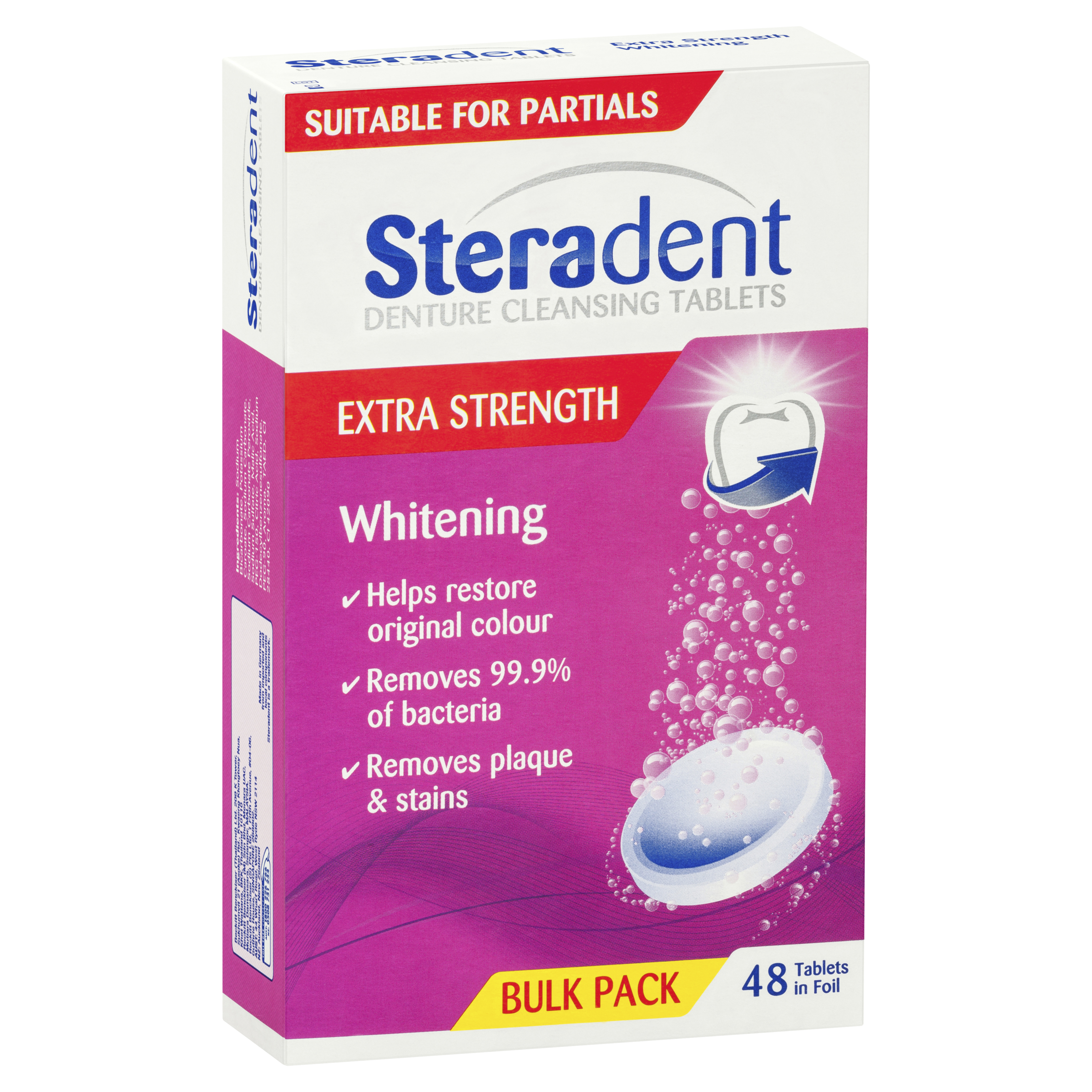 STERADENT DENTURE CLEANSER WHITENING 48 TABLETS