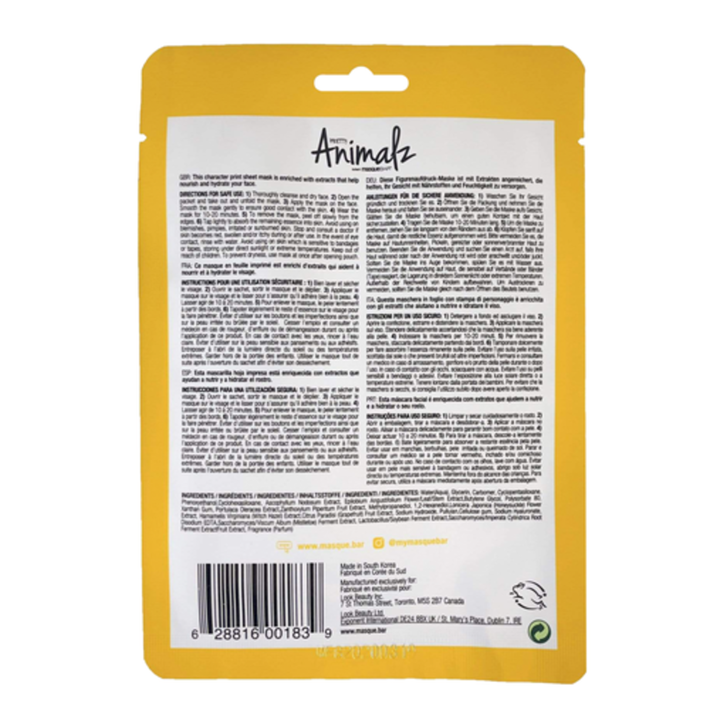 MASQUE BAR ANIMALZ FACE MASK KOALA 1 PACK - Image 2