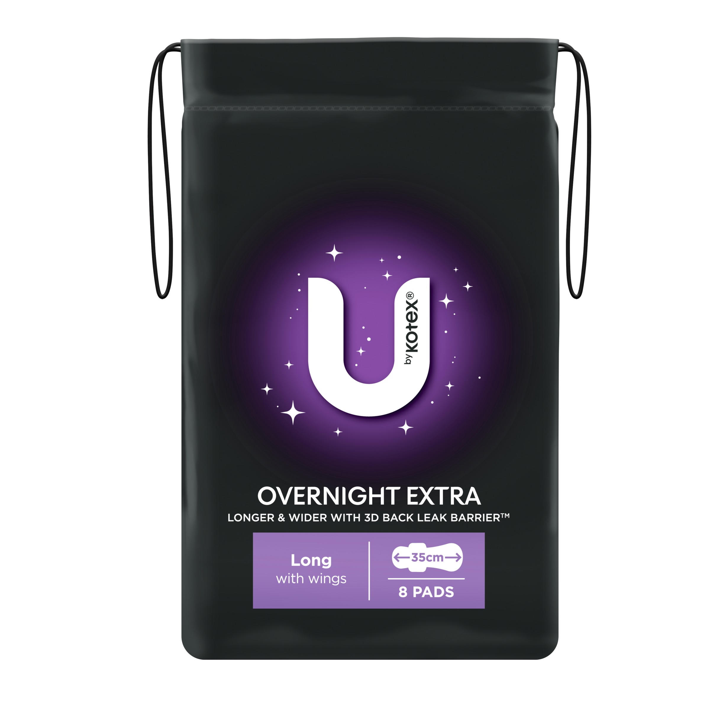 U BY KOTEX PADS EXTRA OVERNIGHT LONG WINGS 8 PACK - Image 2