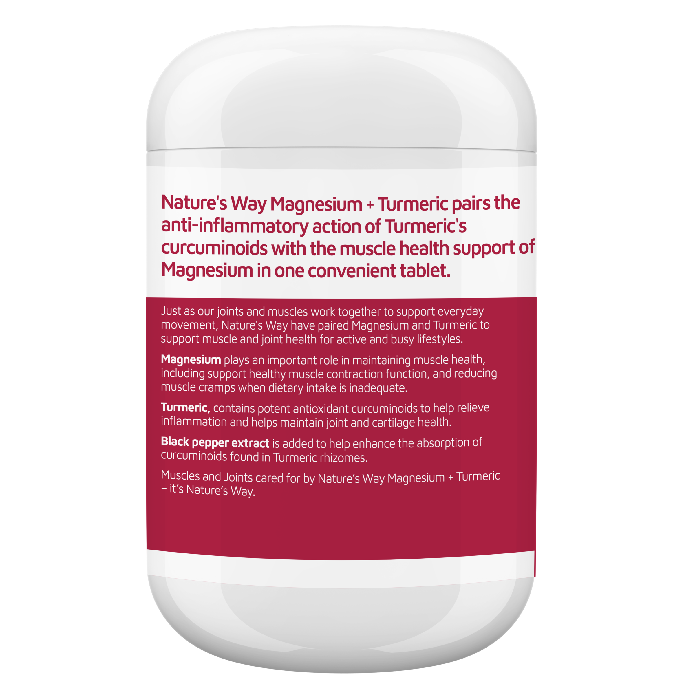 NATURES WAY MAGNESIUM + TURMERIC 150 TABLETS - Image 2