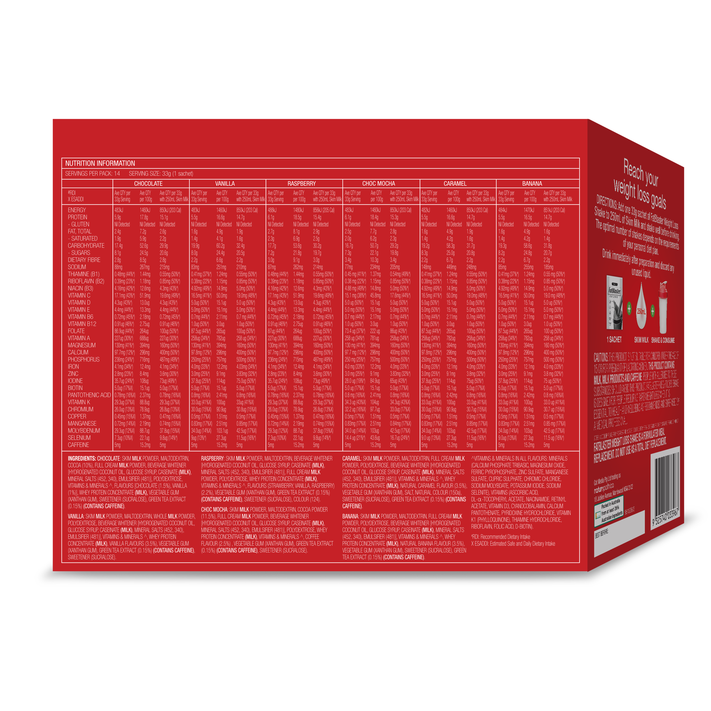 FAT BLASTER WEIGHT LOSS SHAKE VARIETY 33G 14 PACK - Image 2