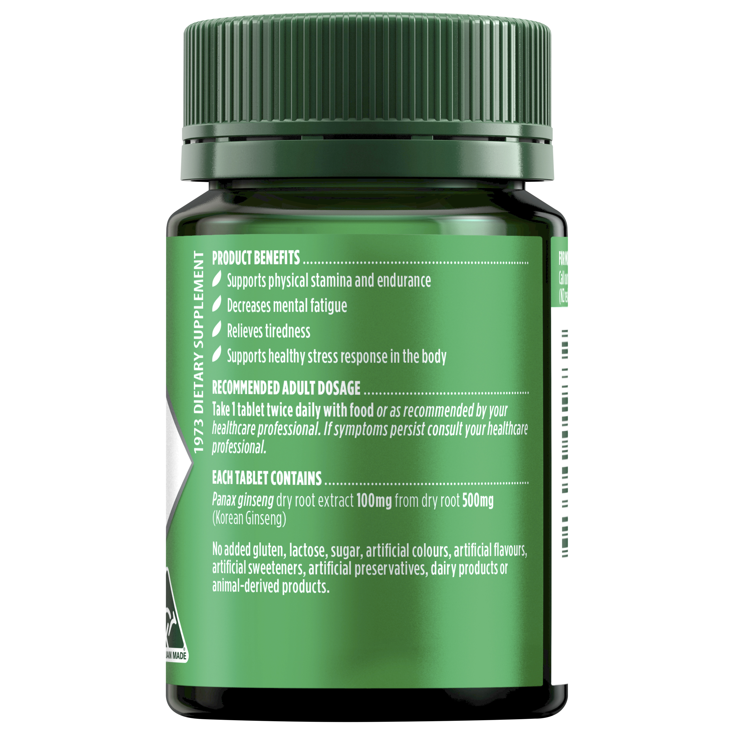 NATURES OWN KOREAN GINSENG 500MG 60 TABLETS - Image 2