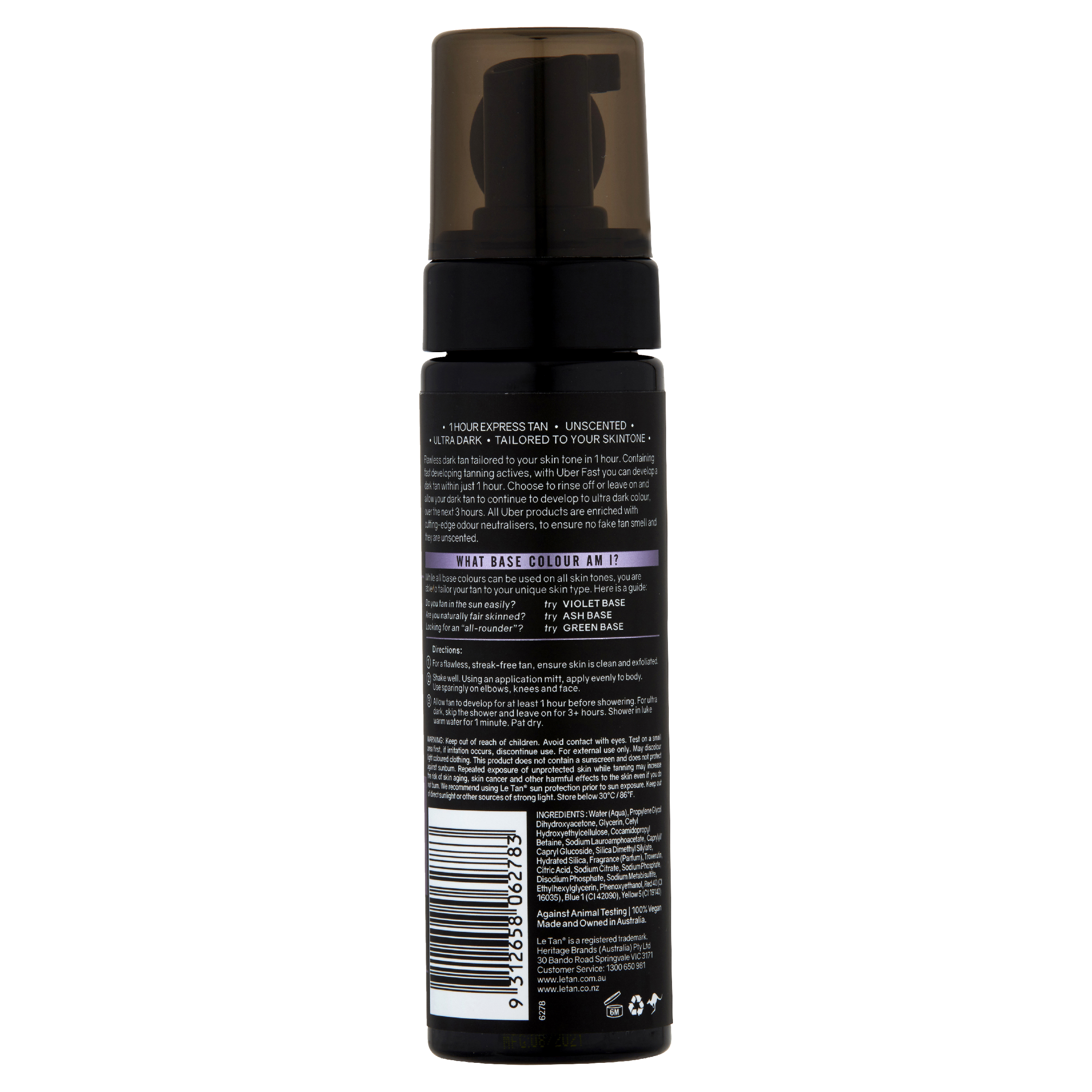 LE TAN FAST TANNING FOAM 1HR EXPRESS VIOLET OLIVE SKIN 200ML - Image 2