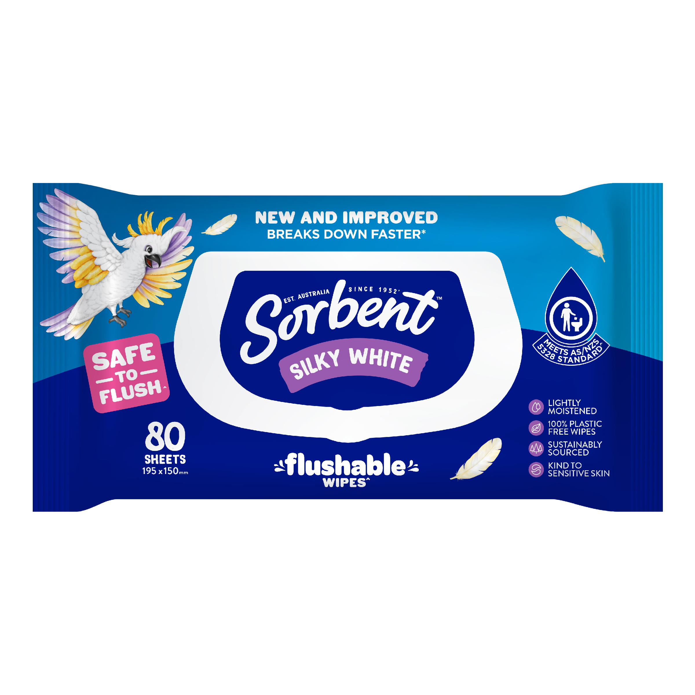 SORBENT FLUSH WIPES SILKY WHITE 80 PACK - Image 2
