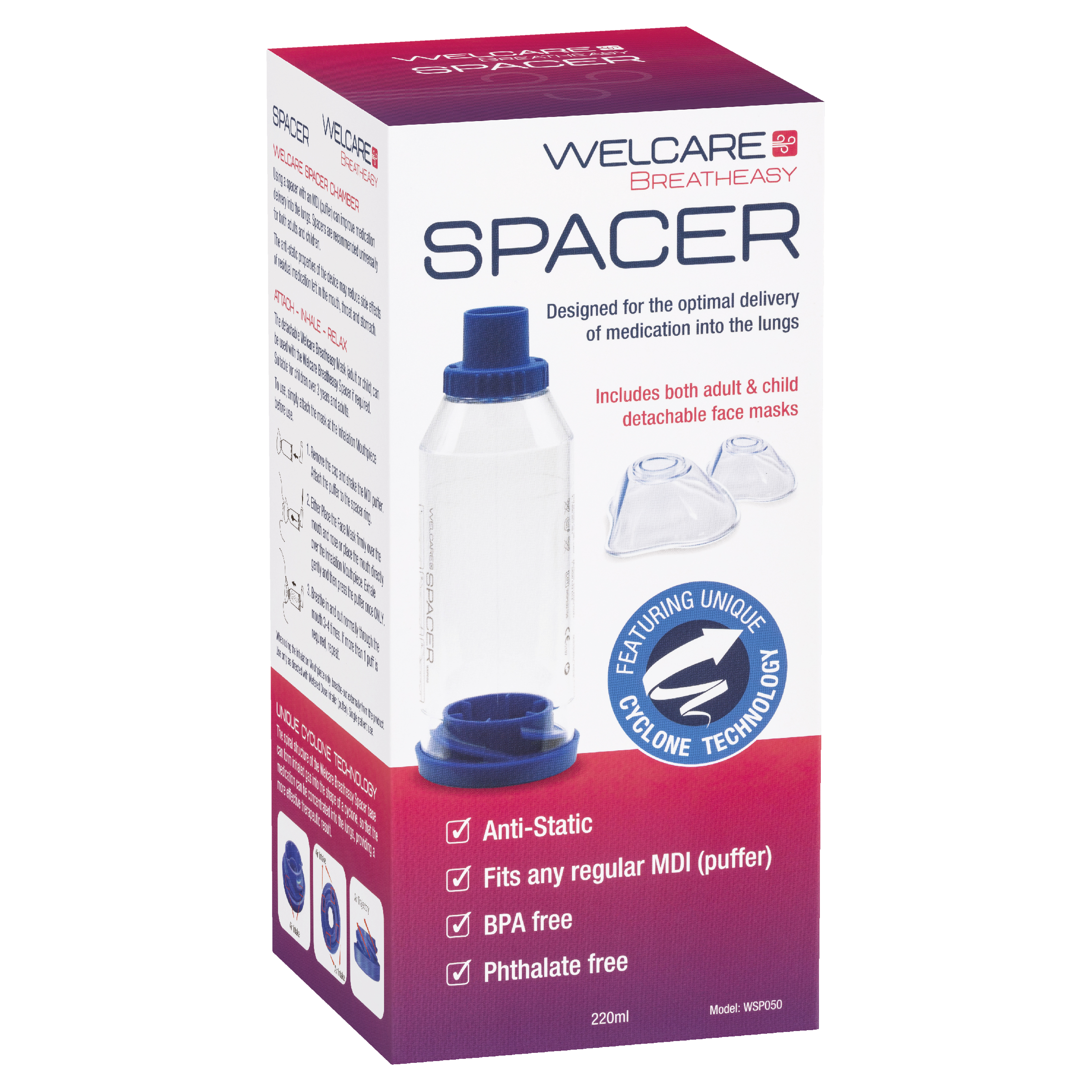 WELCARE SPACER WITH MASK ADULT & CHILD TORNADO