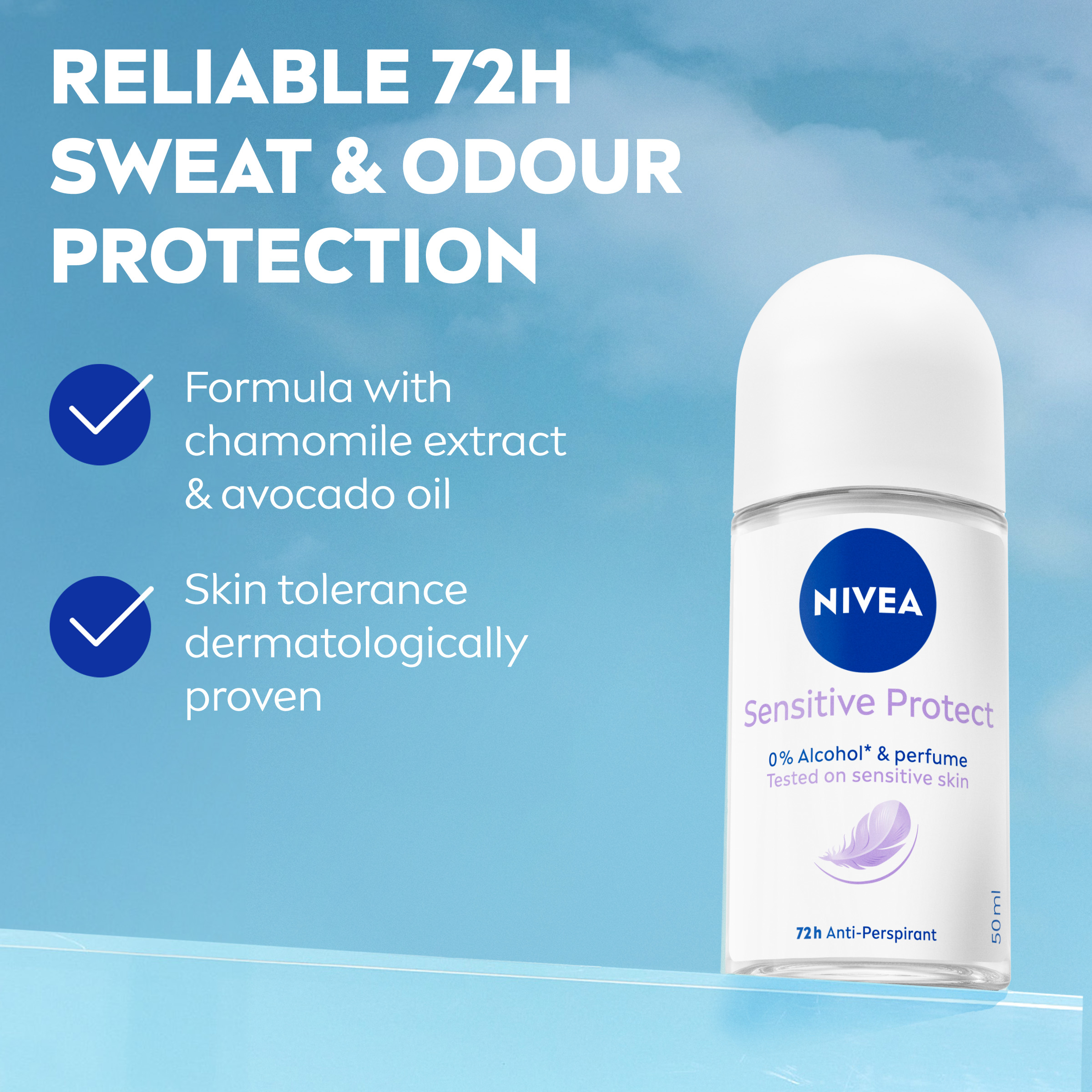 NIVEA ANTIPERSPIRANT SENSITIVE PROTECT 48H ROLL ON 50ML - Image 4