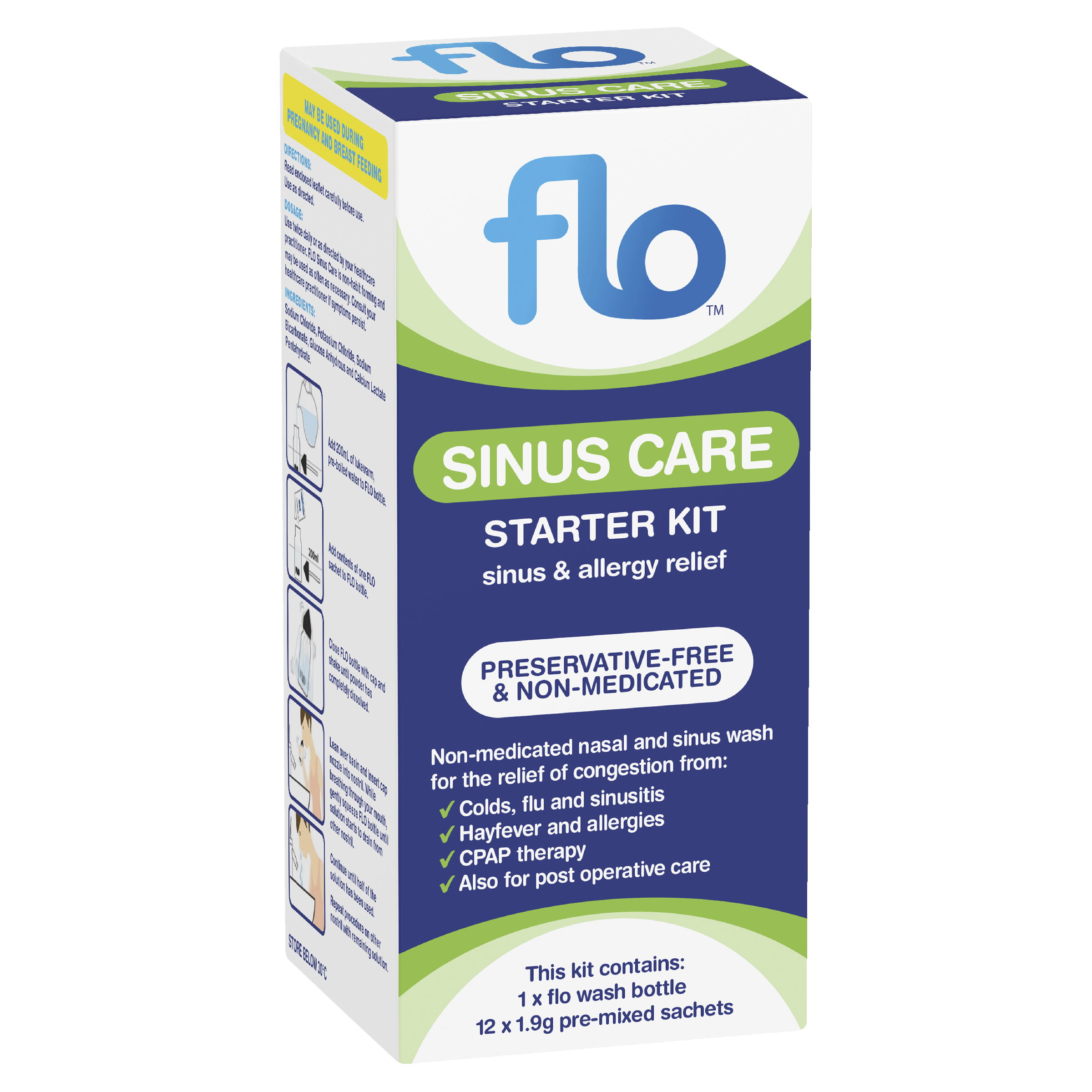 FLO SINUS CARE STARTER KIT 12 SACHETS