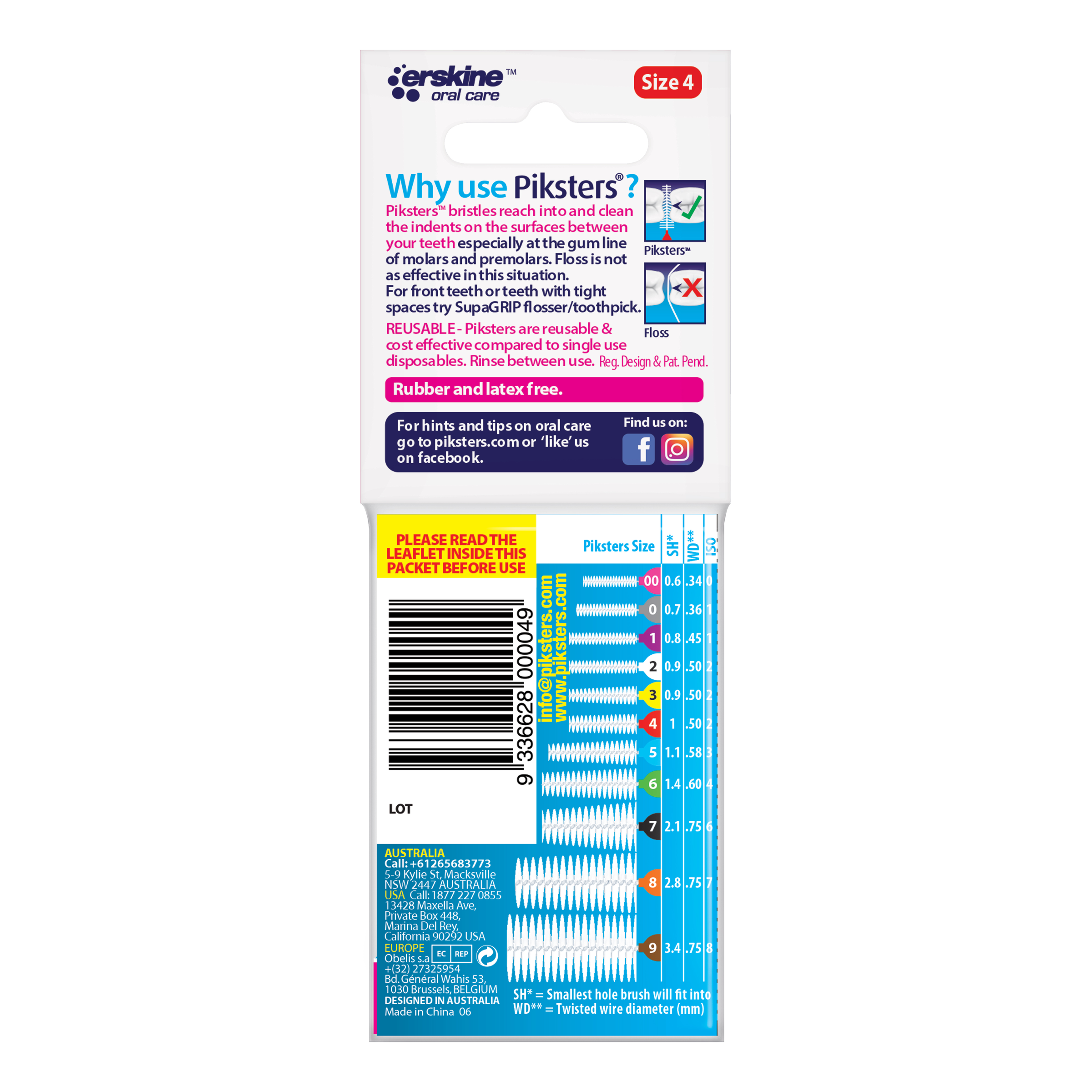 PIKSTERS INTERDENTAL BRUSH SIZE 4 RED 10 PACK - Image 2