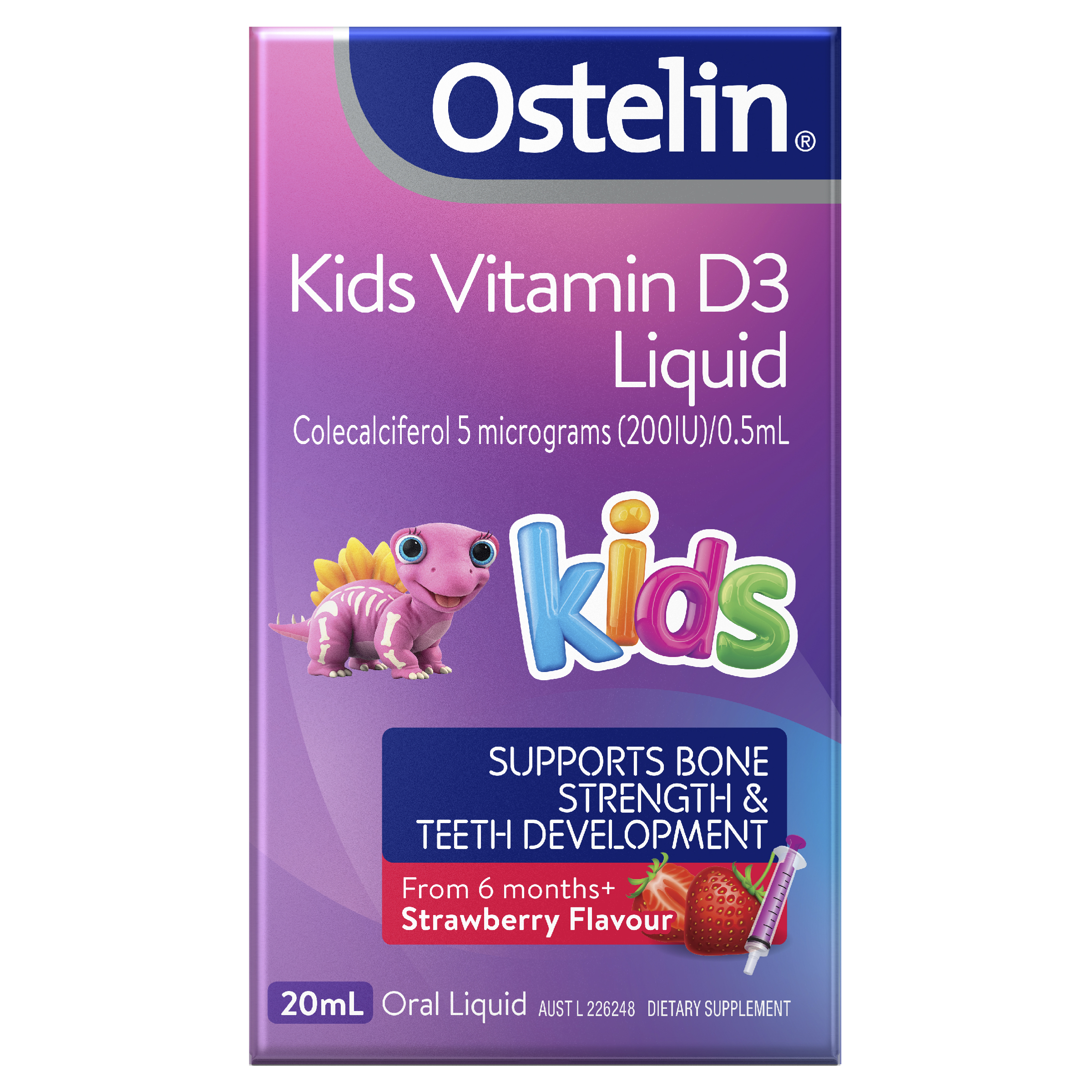 OSTELIN KIDS VITAMIN D3 LIQUID STRAWBERRY 20ML - Image 11