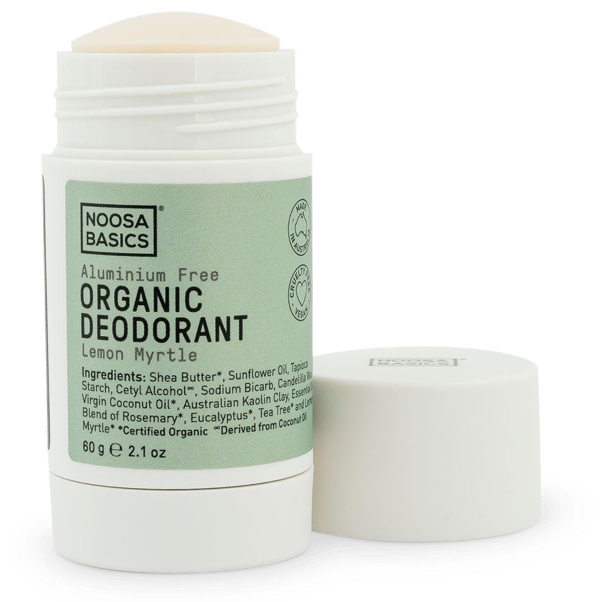 NOOSA BASICS ORGANIC ANTIPERSPIRANT LEMON MYRTLE STICK 60G