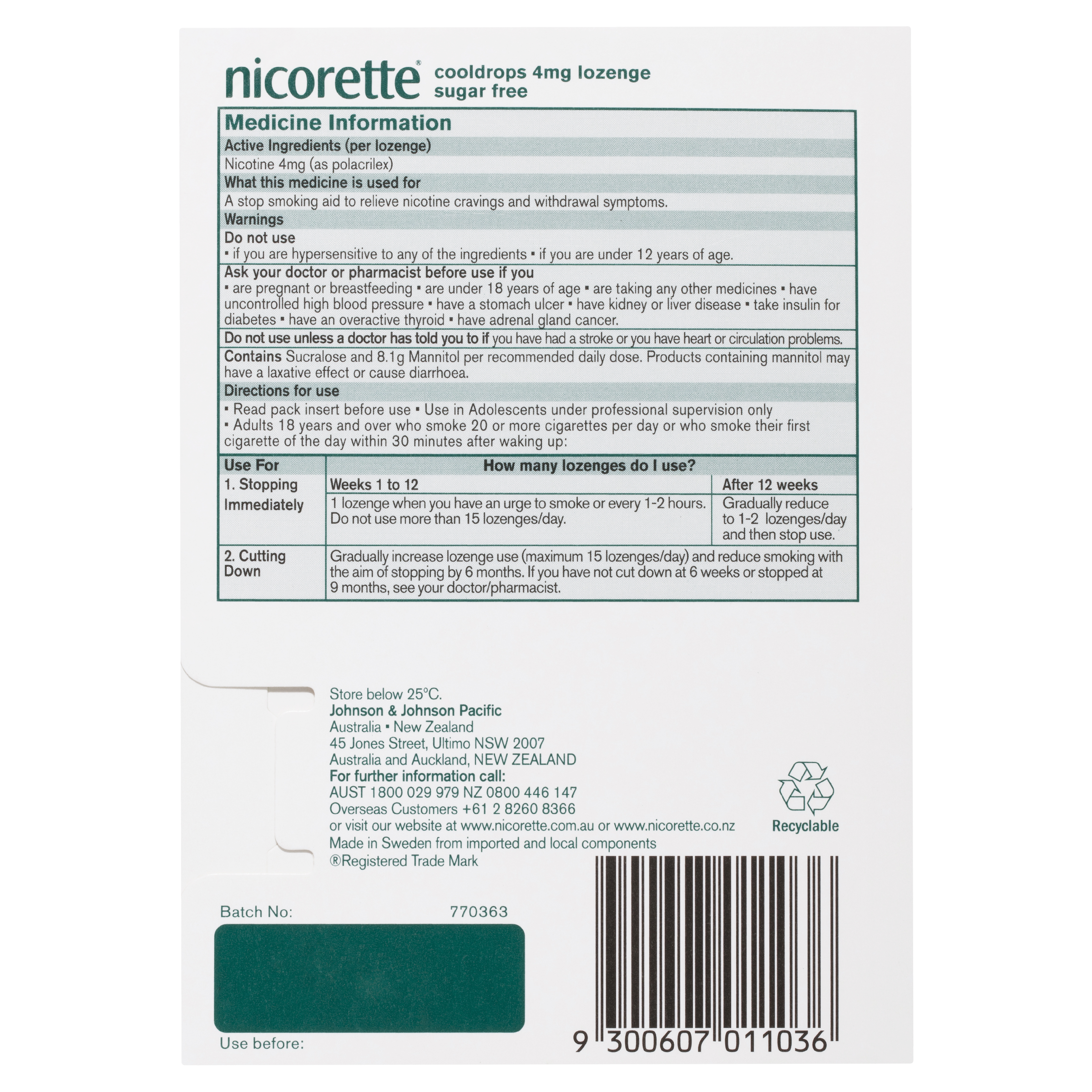 NICORETTE COOL DROPS 4MG 20 LOZENGES - Image 2