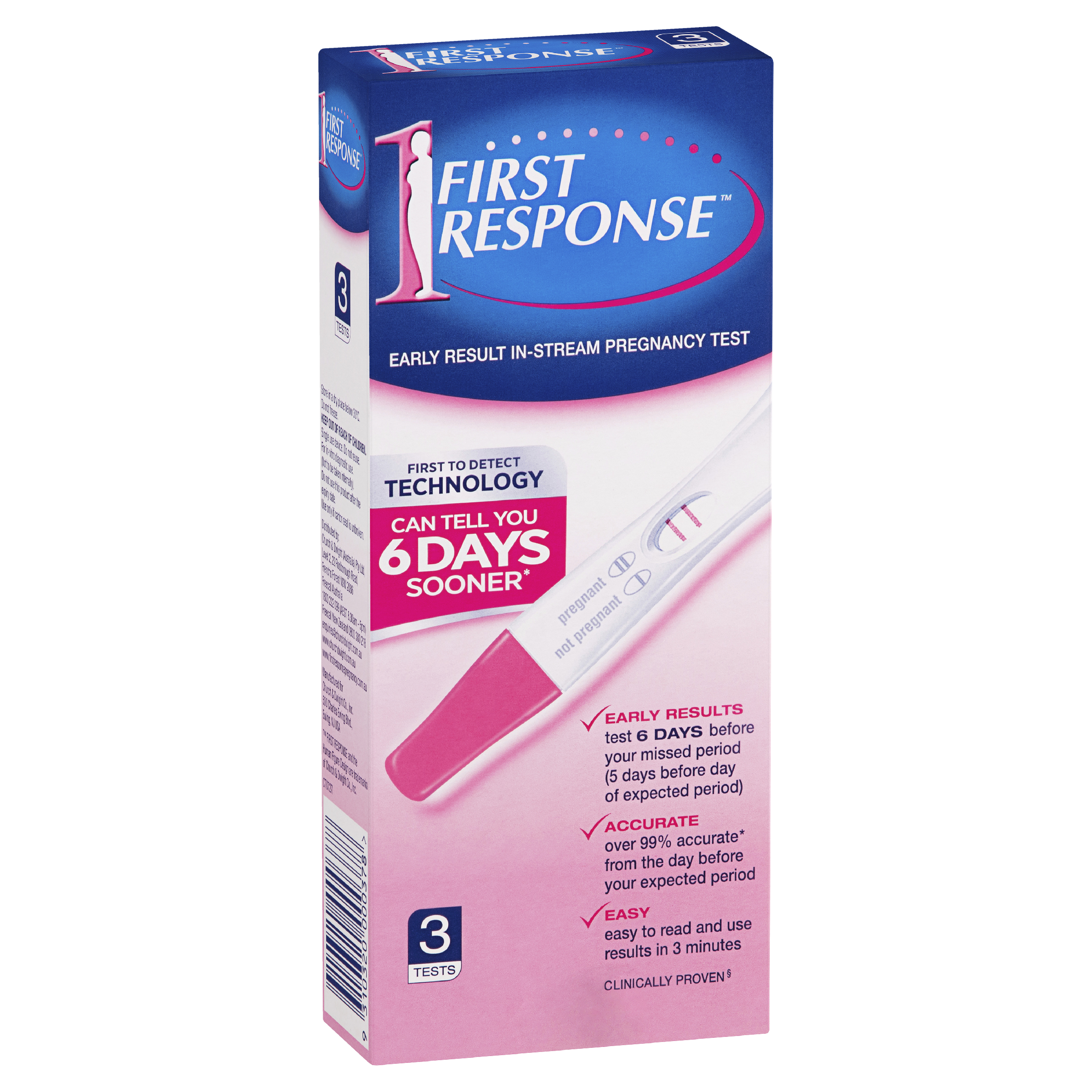 FIRST RESPONSE EARLY RESULT IN-STREAM PREGNANCY TEST 3 PACK