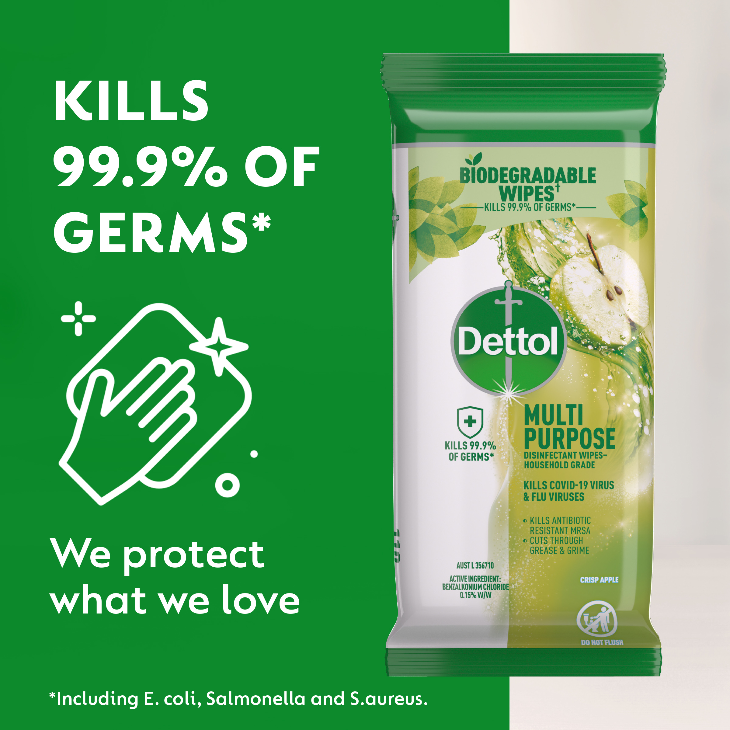 DETTOL MULTI PURPOSE CLEANING WIPES CRISP APPLE 110 PACK - Image 4