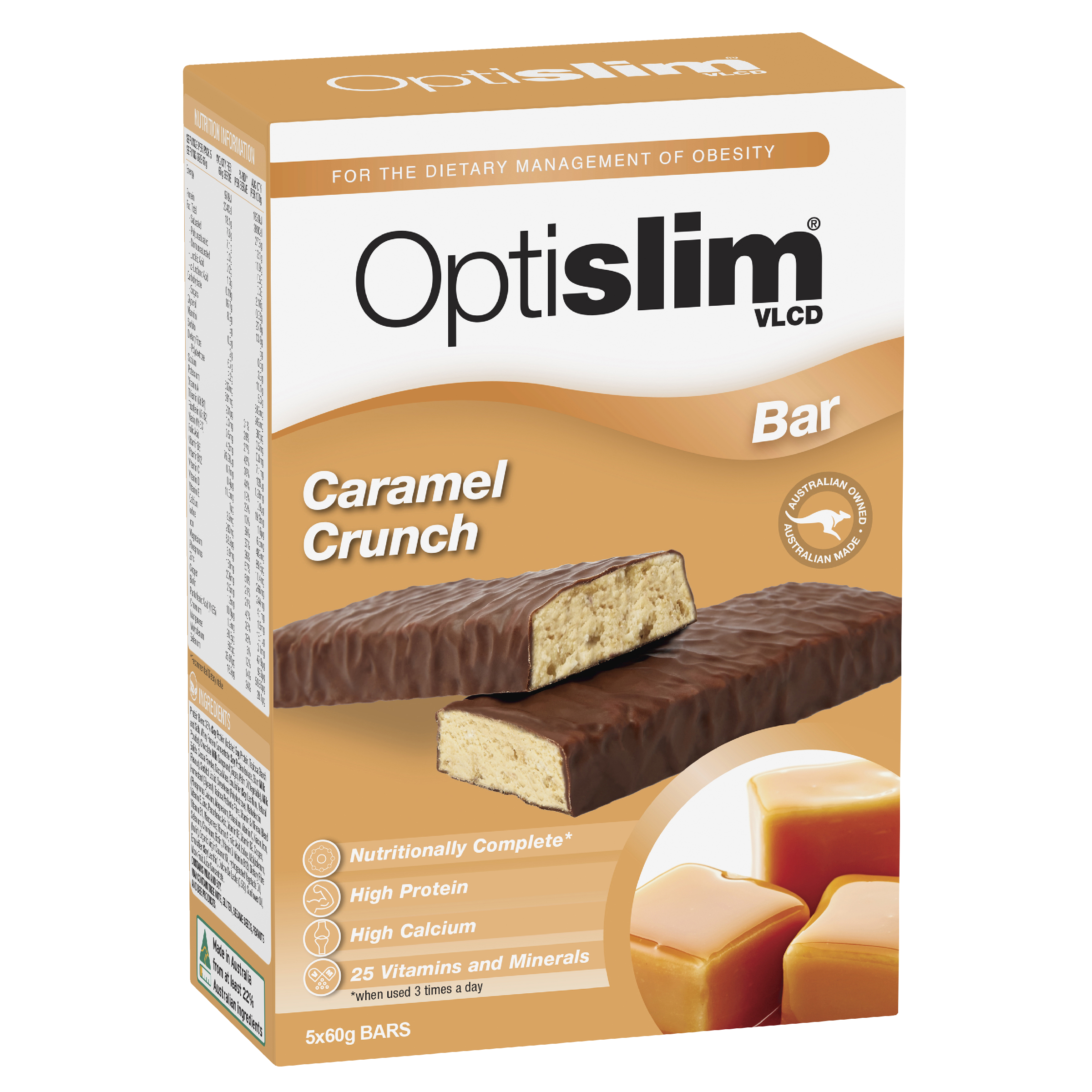 OPTISLIM VLCD BAR CARAMEL CRUNCH 60G 5 PACK