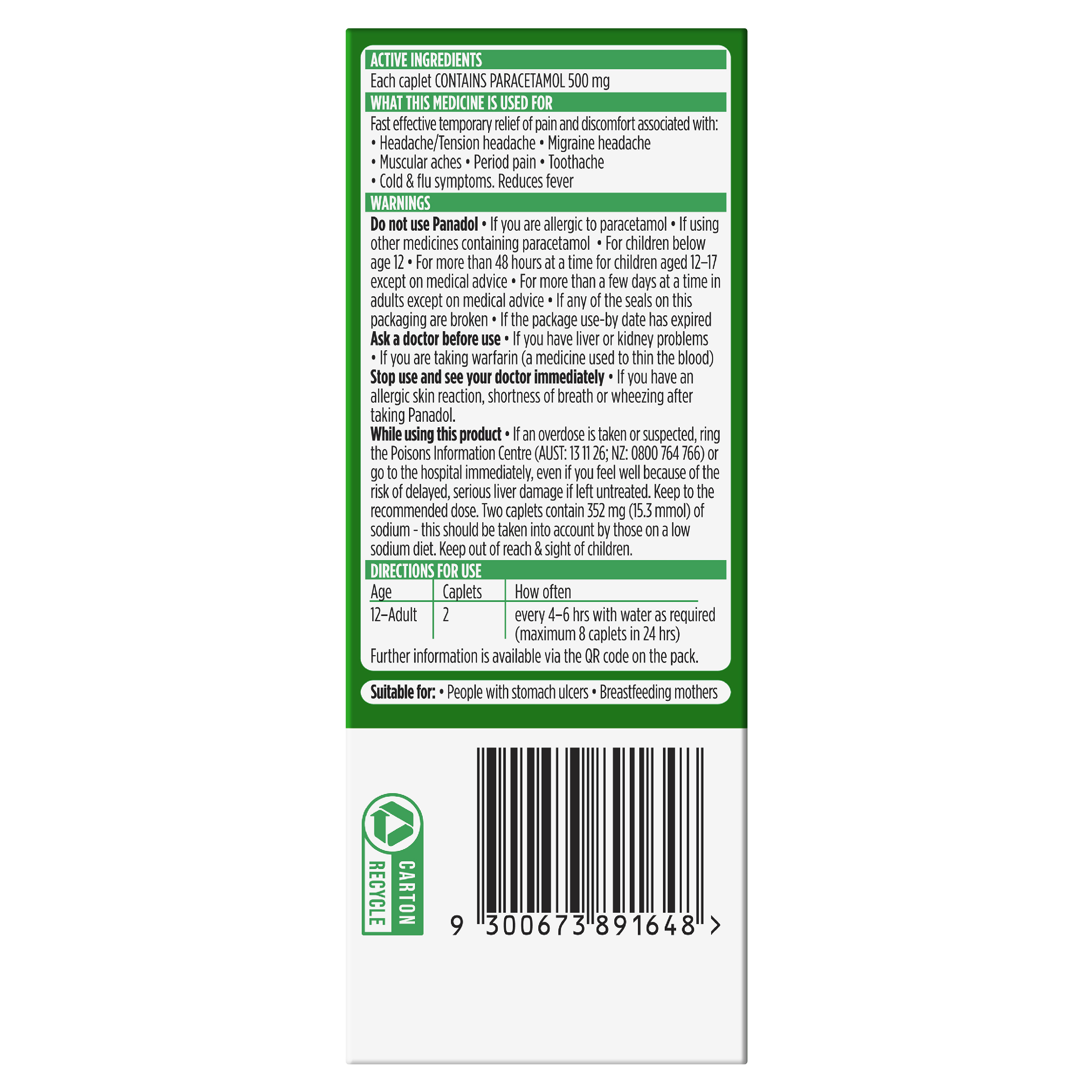 PANADOL RAPID 500MG 32 CAPLETS - Image 4