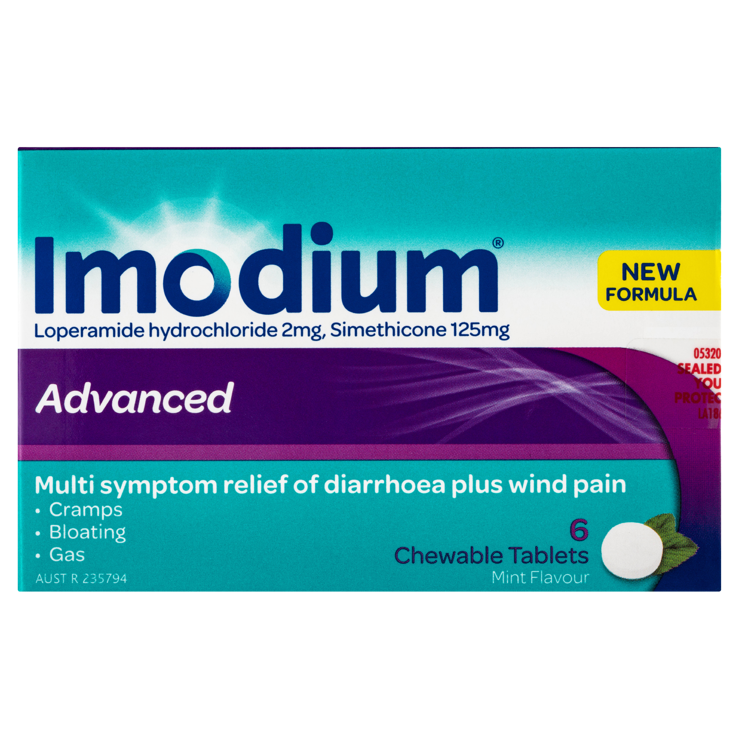 IMODIUM ADVANCED DIARRHOEA & WIND RELIEF 6 TABLETS - Image 2