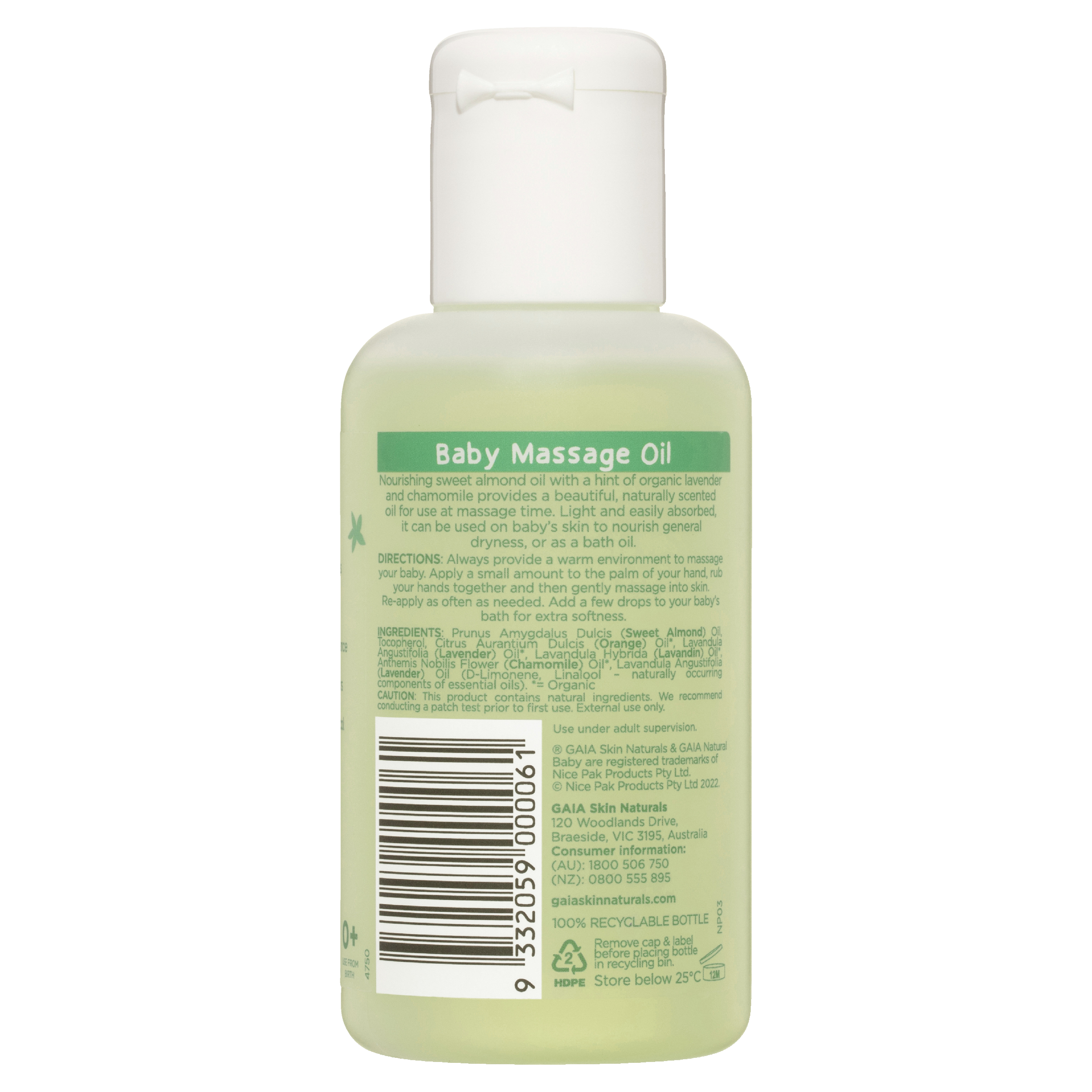 GAIA NATURALS BABY MASSAGE OIL 125ML - Image 2