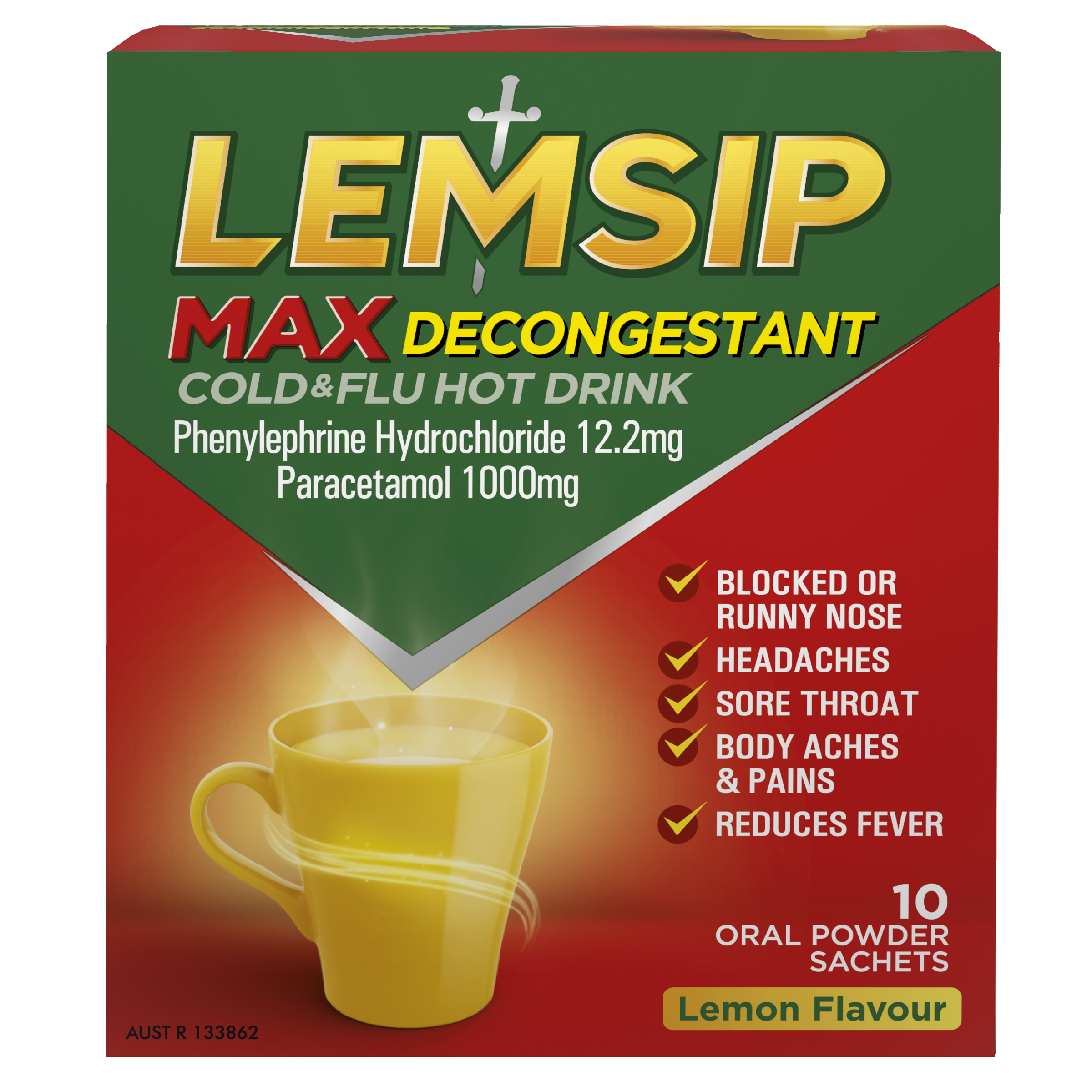 LEMSIP MAX DECONGESTANT LEMON SACHETS 10 PACK - Image 2