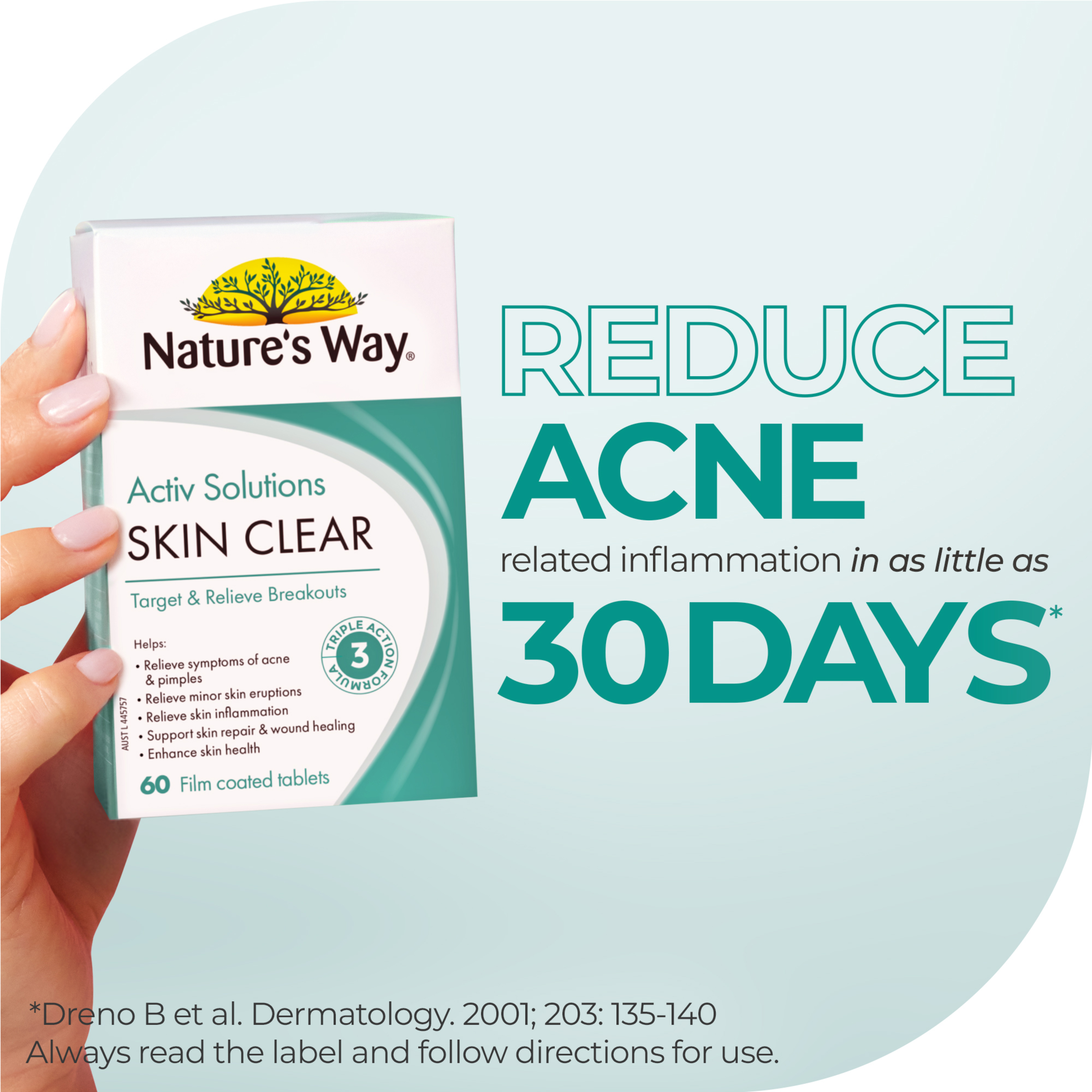NATURES WAY ACTIVE SOLUTIONS SKIN CLEAR 60 TABLETS - Image 7