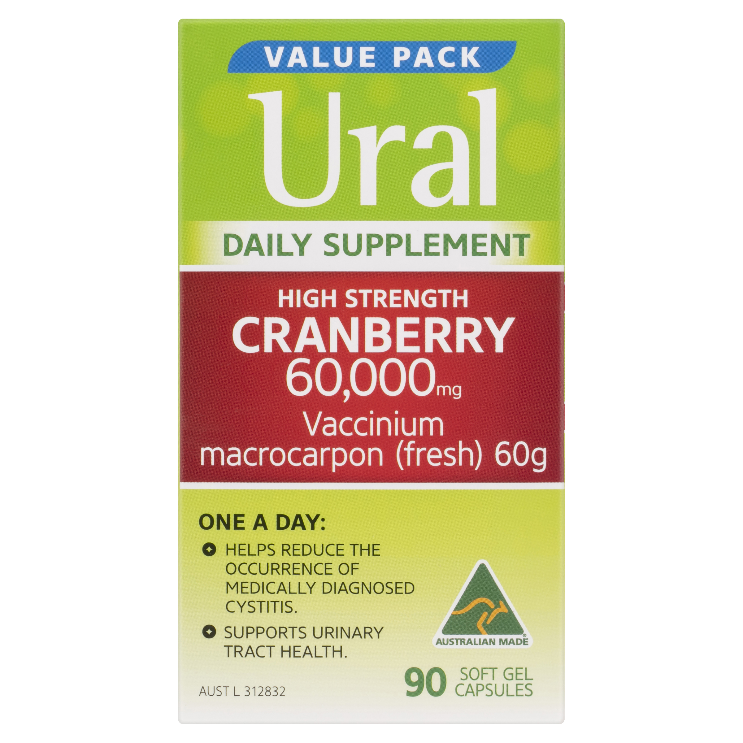 URAL HIGH STRENGTH CRANBERRY 60000MG CAPSULES 90 - Image 2