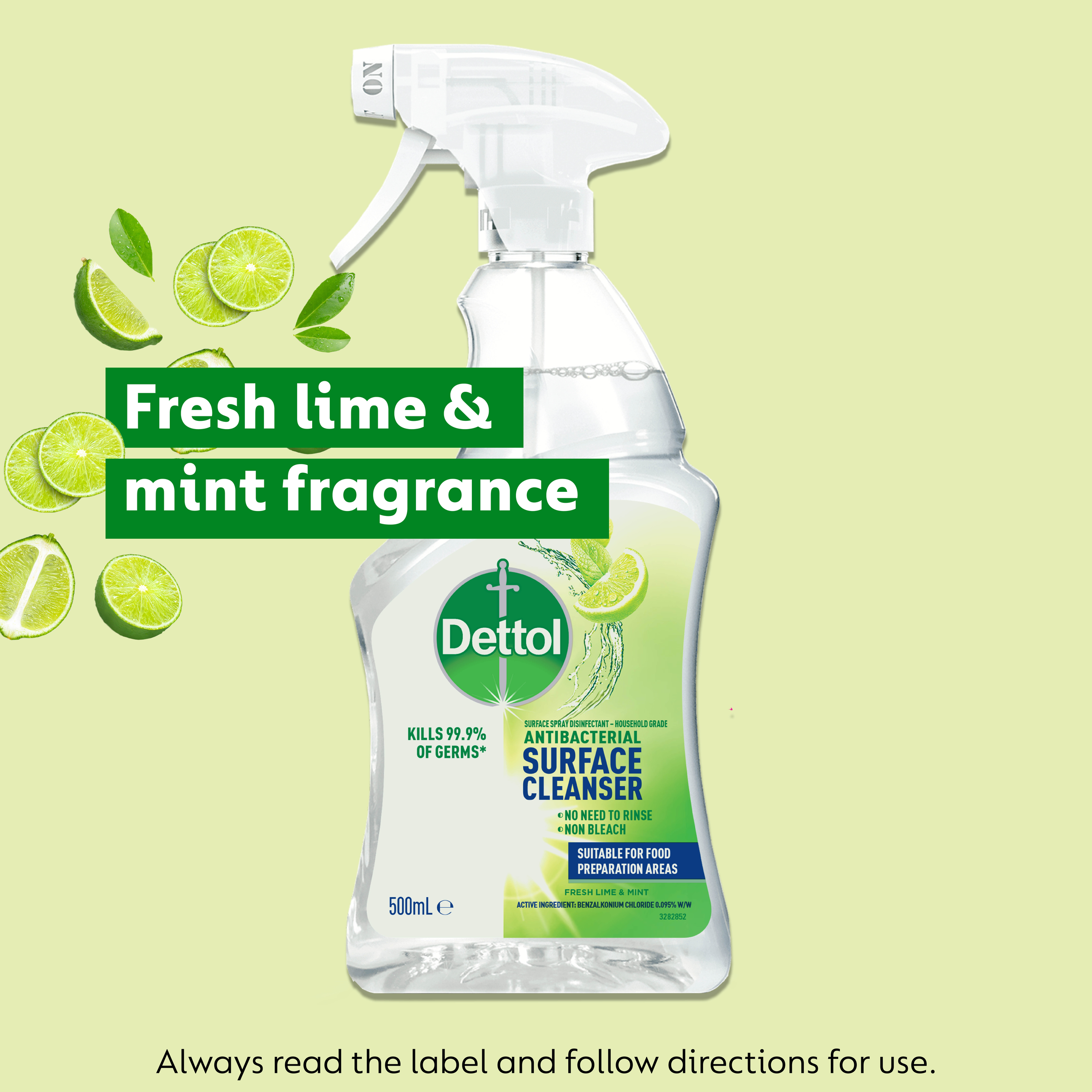 DETTOL ANTIBACTERIAL MULTI PURPOSE SPRAY LIME MINT 500ML - Image 4