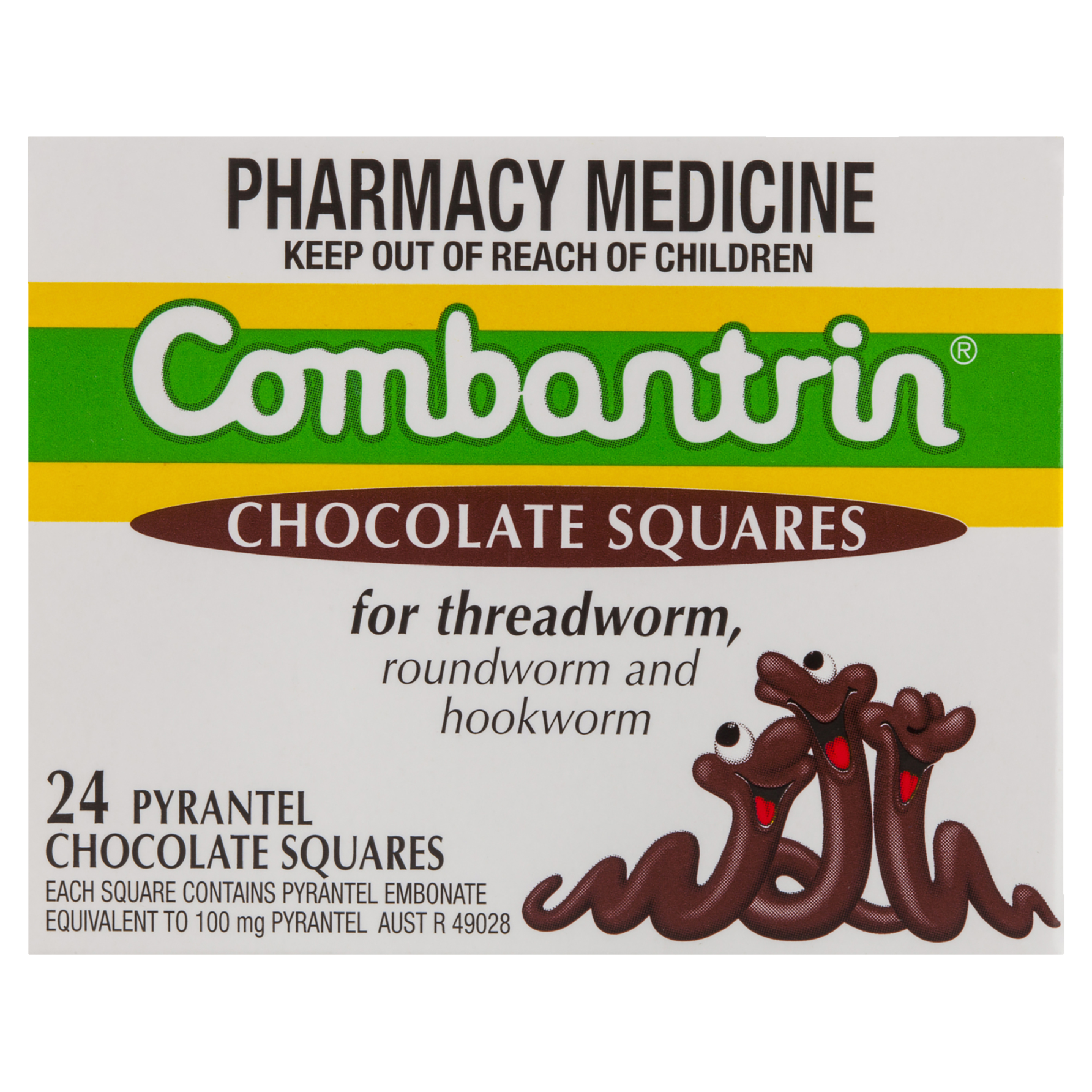 COMBANTRIN WORM TREATMENT CHOCOLATE SQUARES 24 PACK - Image 2