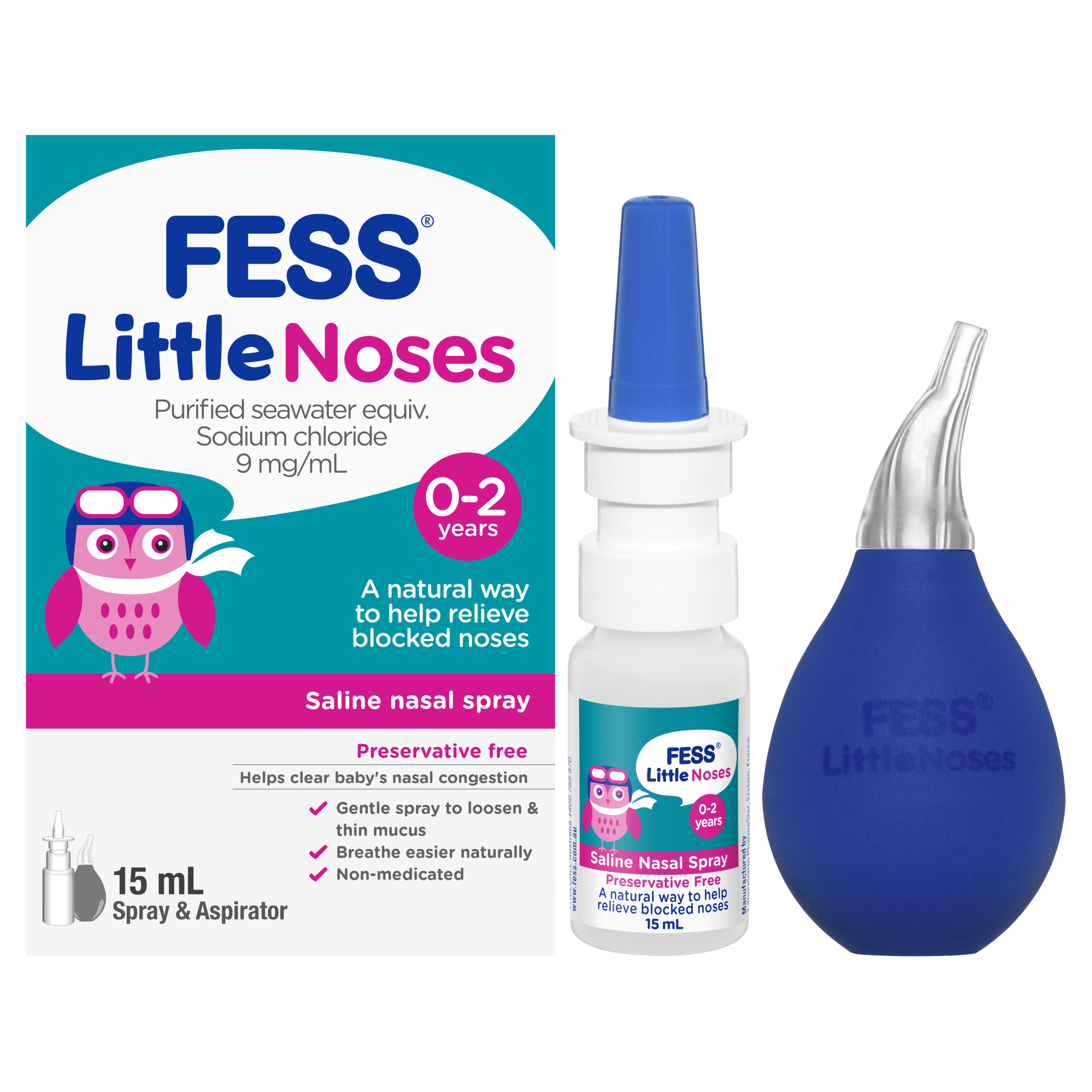 FESS LITTLE NOSES SALINE SPRAY + ASPIRATOR 15ML - Image 11