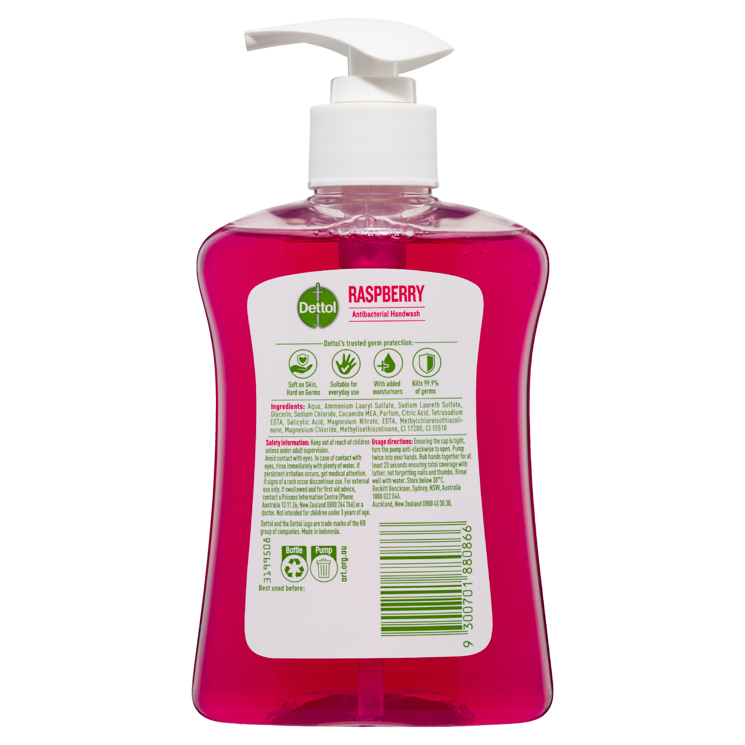 DETTOL SOFT ON SKIN LIQUID HAND WASH ANTIBACTERIAL RASPBERRY 250ML - Image 2