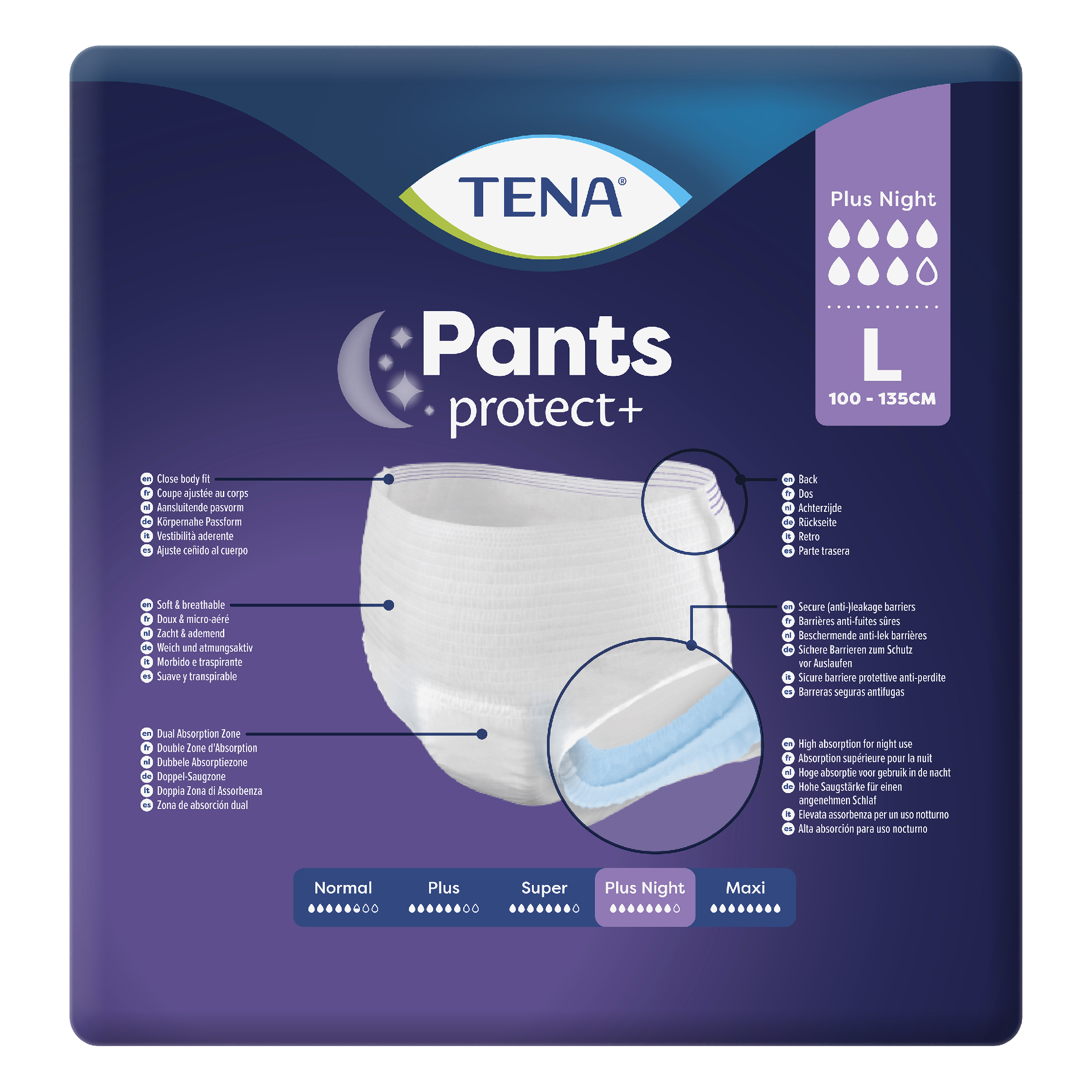 TENA UNISEX PANTS CULOTTES PLUS NIGHT 7D LARGE 12 PACK - Image 4