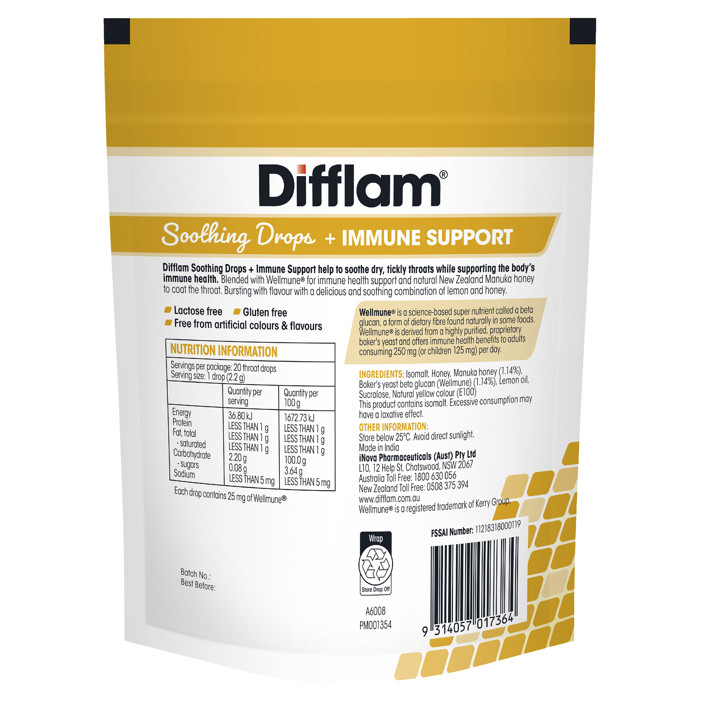 DIFFLAM+IMMUNE SUPPORT HONEY & LEMON THROAT 20 LOZENGES - Image 2