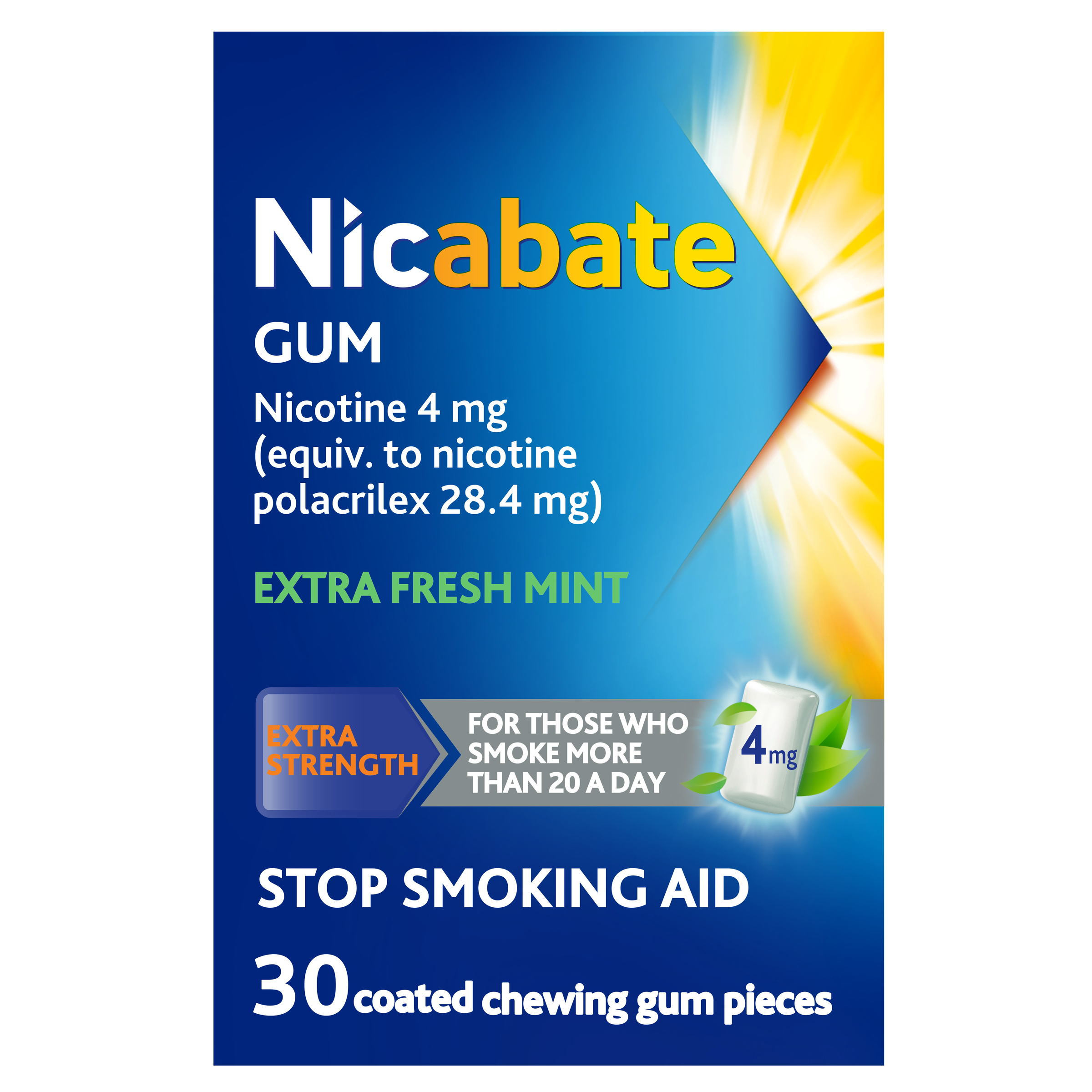 NICABATE EXTRA FRESH 4MG GUM 30 PACK - Image 11