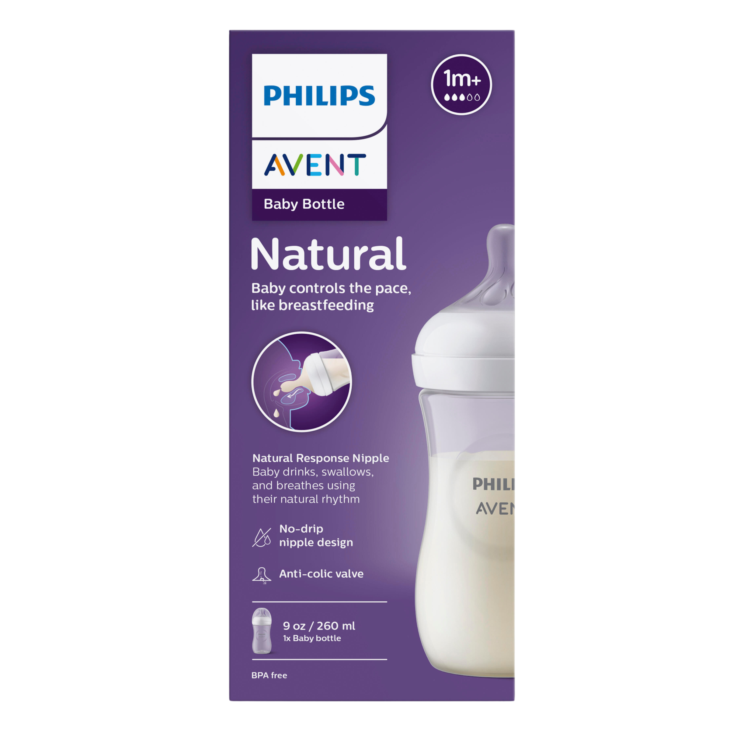 AVENT NATURAL RESPONSE FEEDING BOTTLE 260ML - Image 2