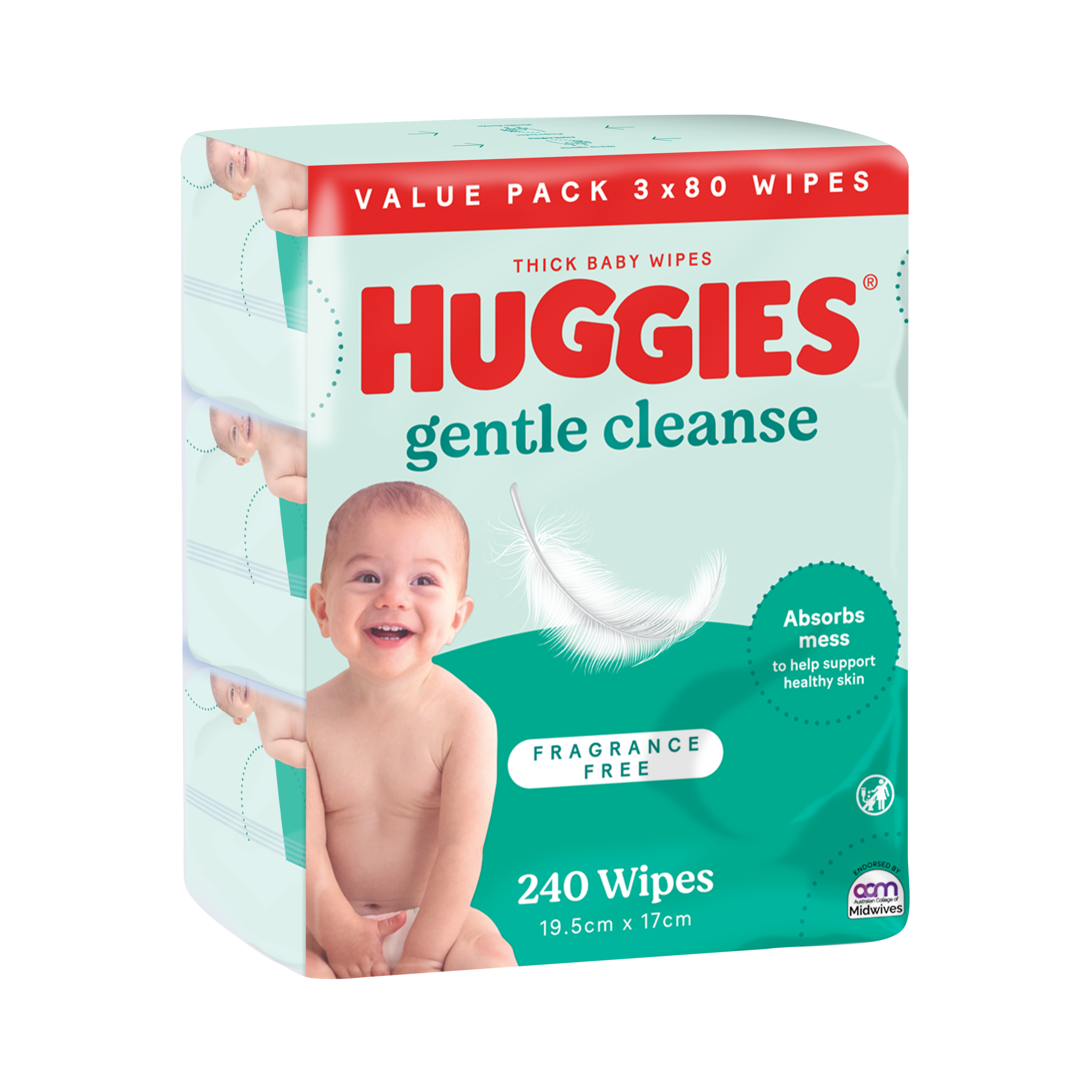 HUGGIES THICK BABY WIPES FRAGRANCE FREE 240 PACK
