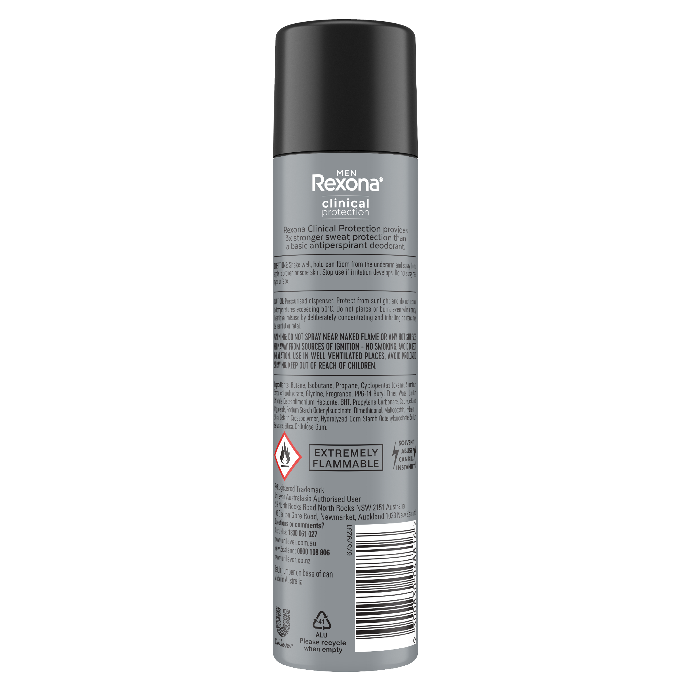 REXONA MEN CLINICAL ANTIPERSPIRANT SPORT 96HR 180ML - Image 2
