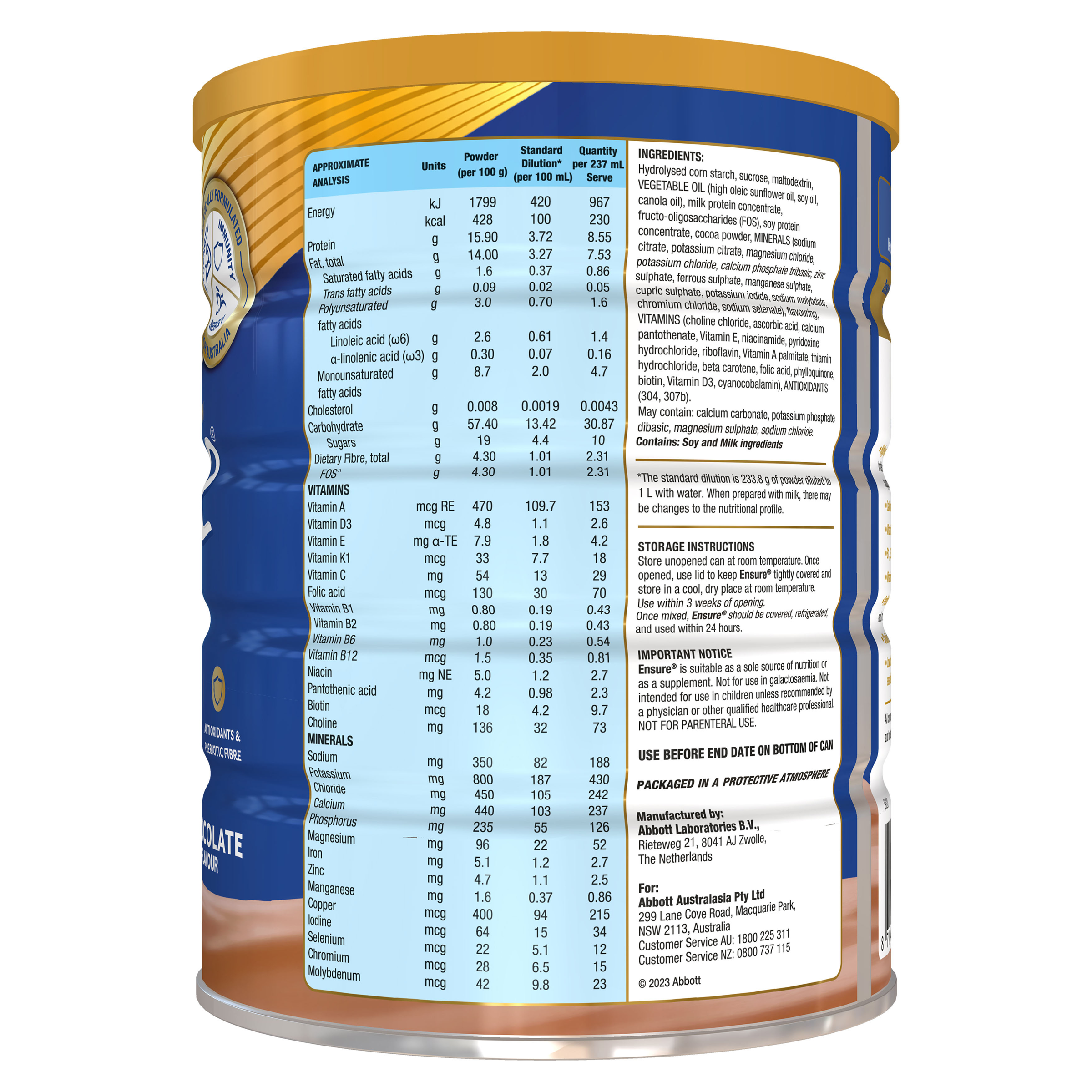ENSURE CHOCOLATE POWDER 850G - Image 3