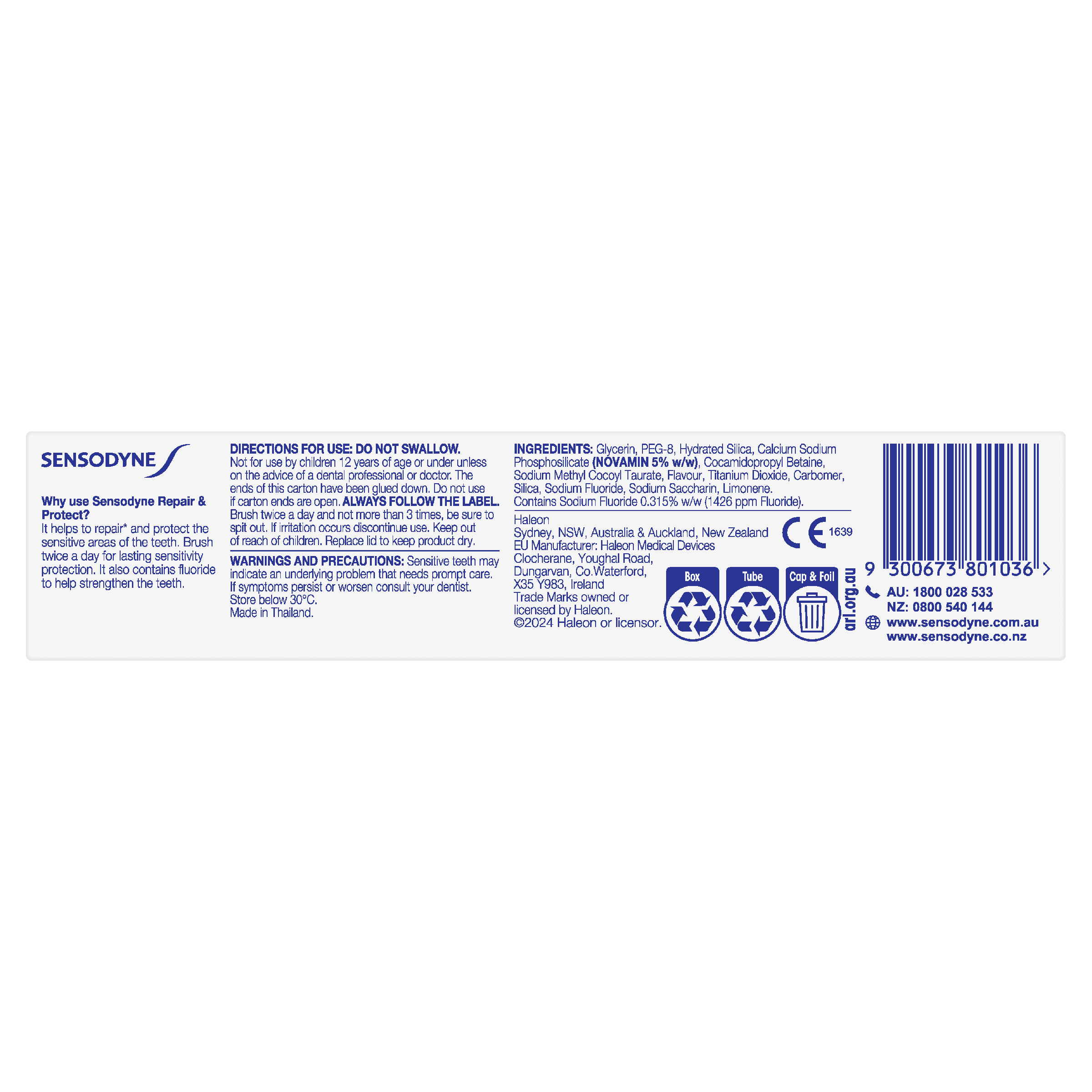 SENSODYNE REPAIR & PROTECT TOOTHPASTE NOVAMIN® 100G - Image 3