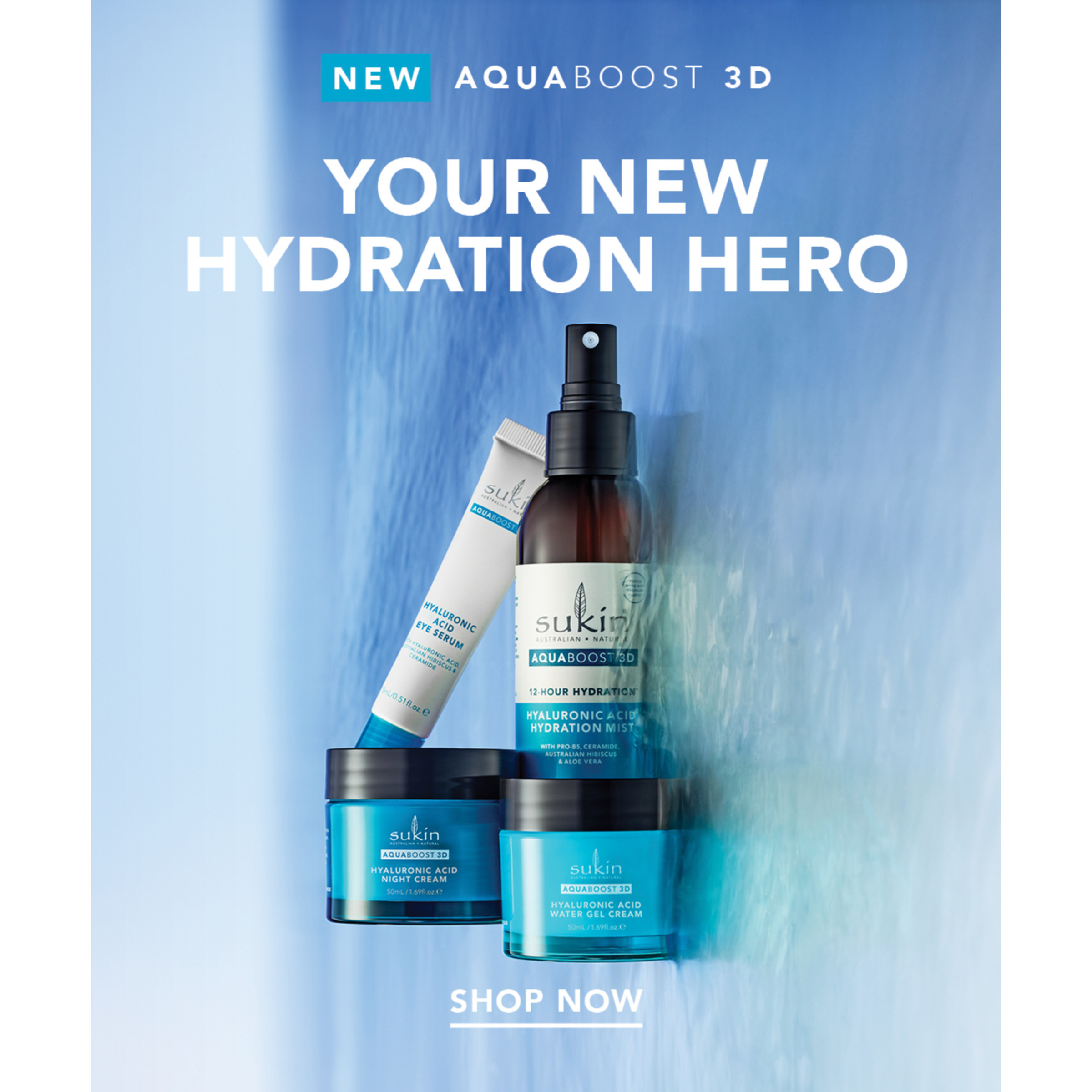 SUKIN AQUABOOST 3D HYALURONIC ACID HYDRATING MIST 125ML - Image 9