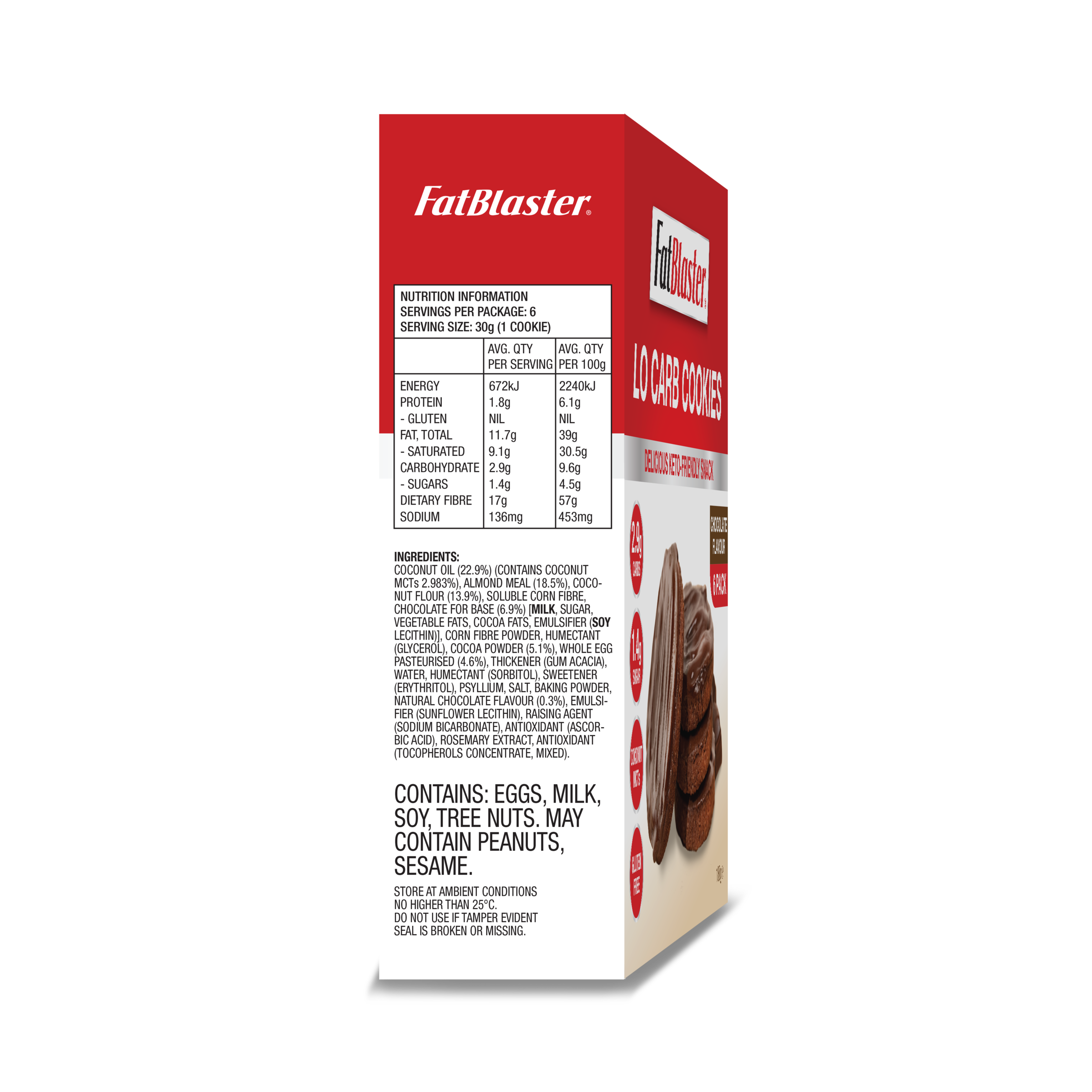 FATBLASTER LO CARB COOKIES CHOCOLATE FOOD 6 PACK - Image 4