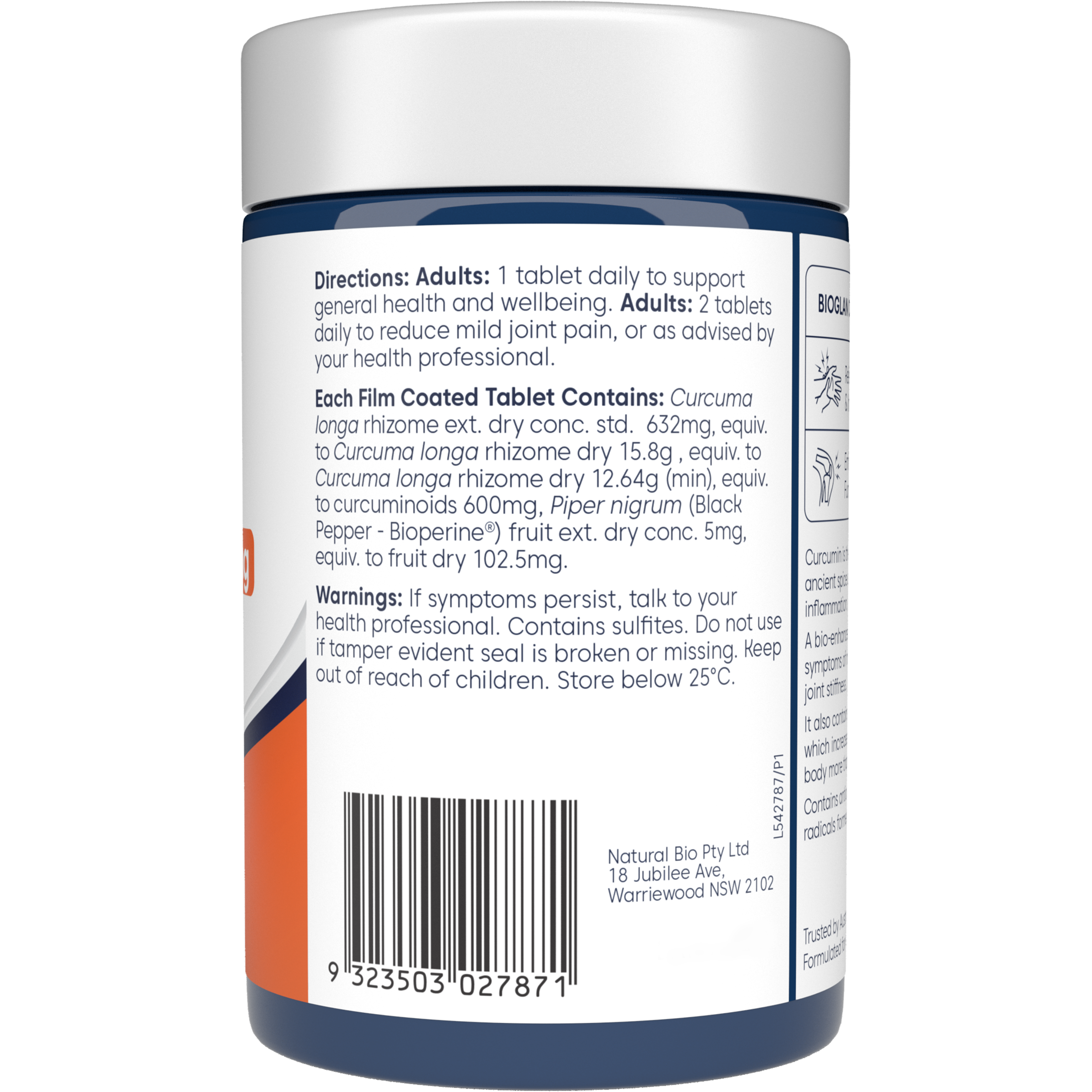 BIOGLAN CURCUMIN 600MG 90 TABLETS - Image 3