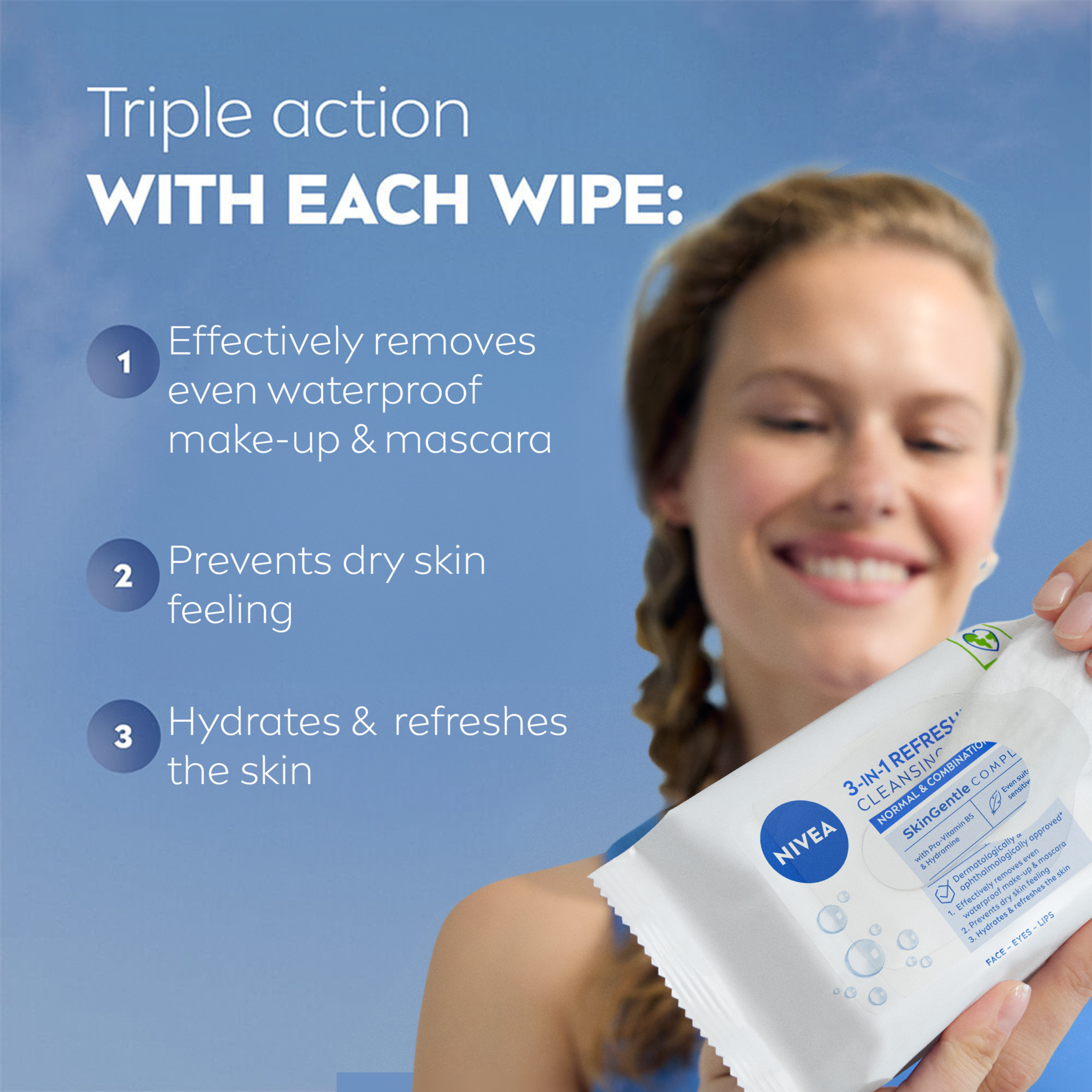 NIVEA 3 IN 1 REFRESHING WIPES 25 PACK - Image 7