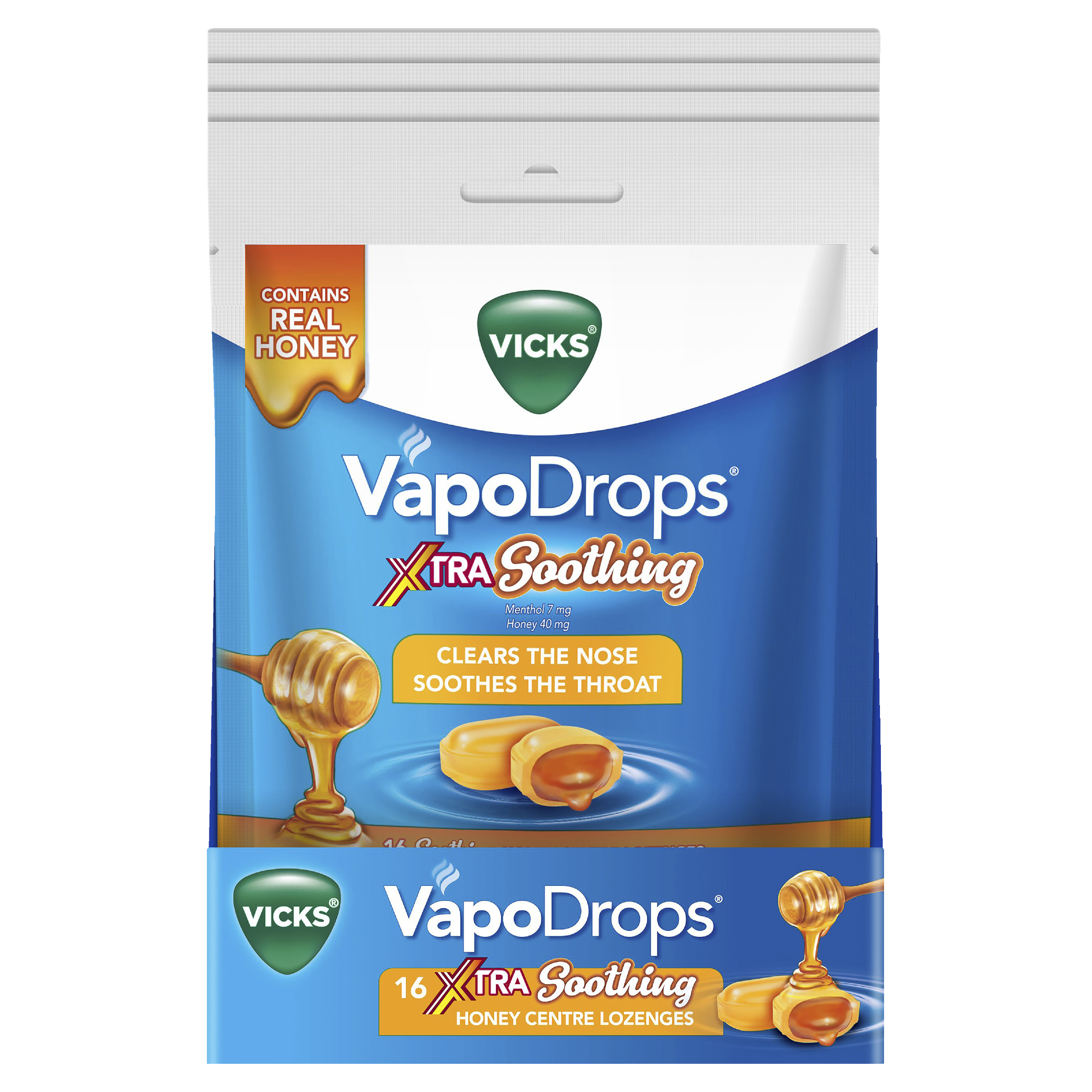 VICKS VAPODROPS XTRA SOOTHING HONEY 16 LOZENGES - Image 6
