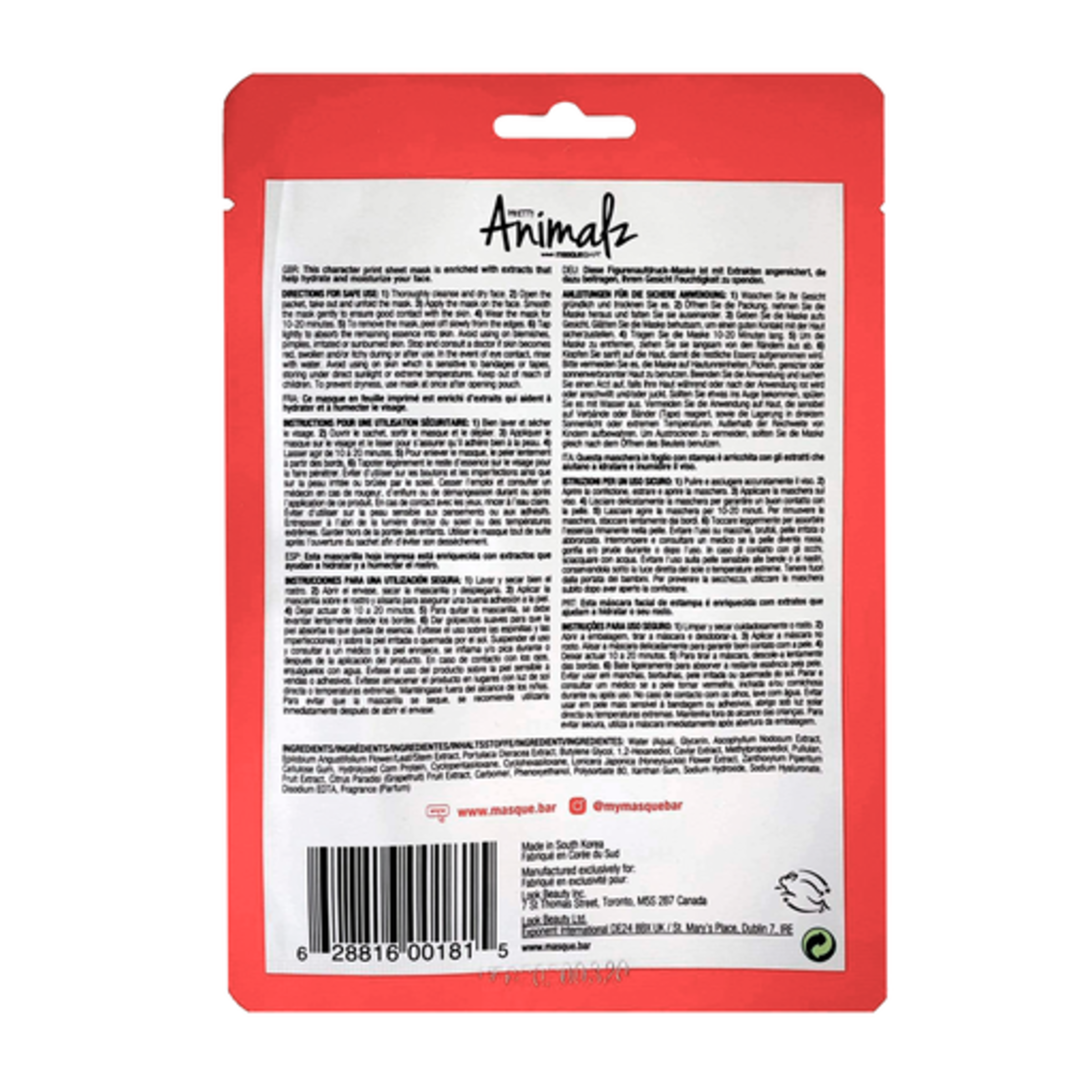 MASQUE BAR ANIMALZ FACE MASK KANGAROO 1 PACK - Image 2