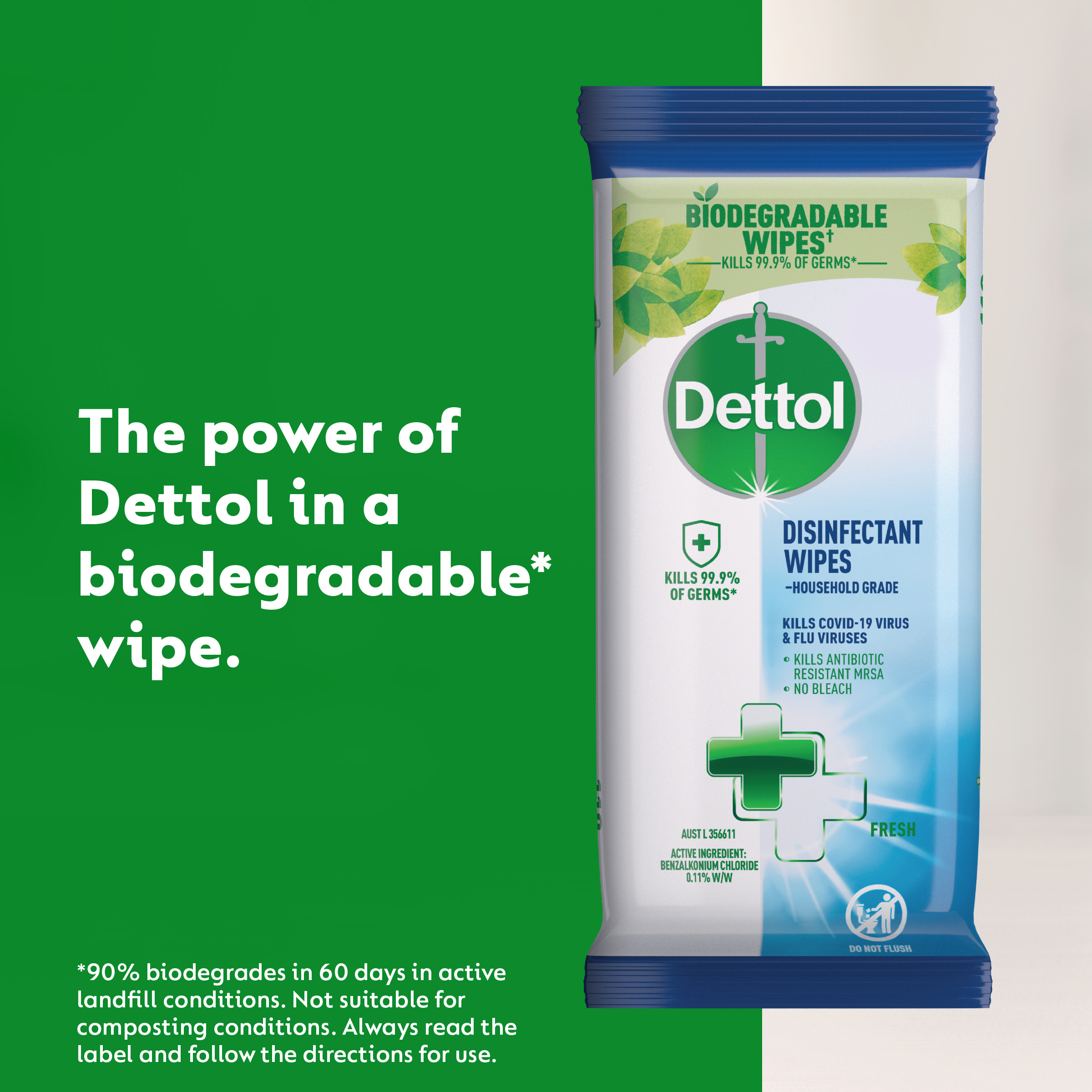 DETTOL ANTIBACTERIAL DISINFECTANT SURFACE CLEANING WIPES 110 PACK - Image 3