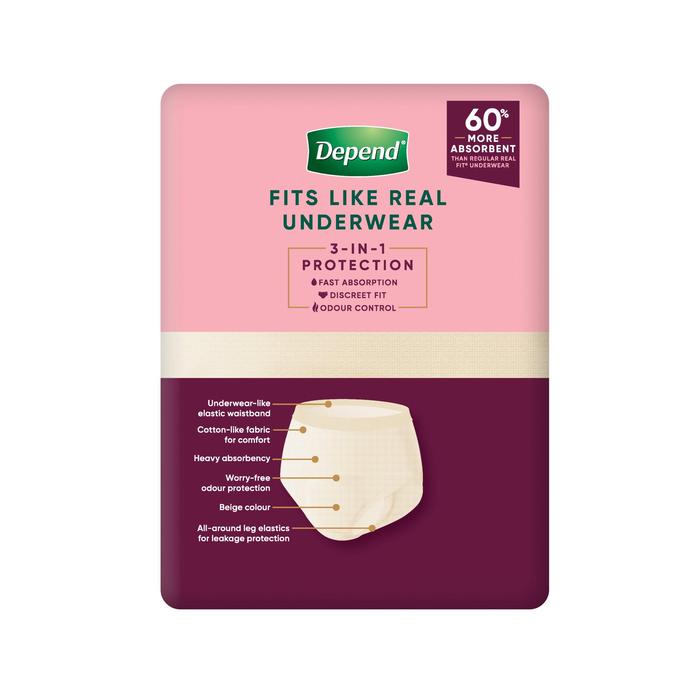 DEPEND WOMEN REAL FIT UNDERWEAR SUPER 8D X-LARGE 8 PACK - Image 4