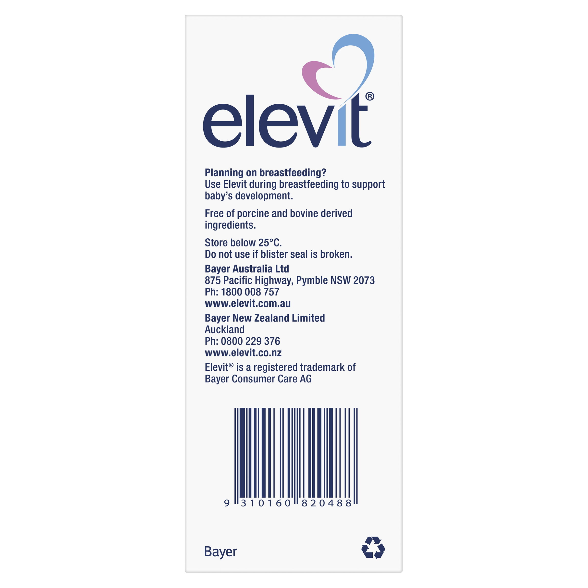 ELEVIT PRE-CONCEPTION & PREGNANCY 100 TABLETS - Image 3