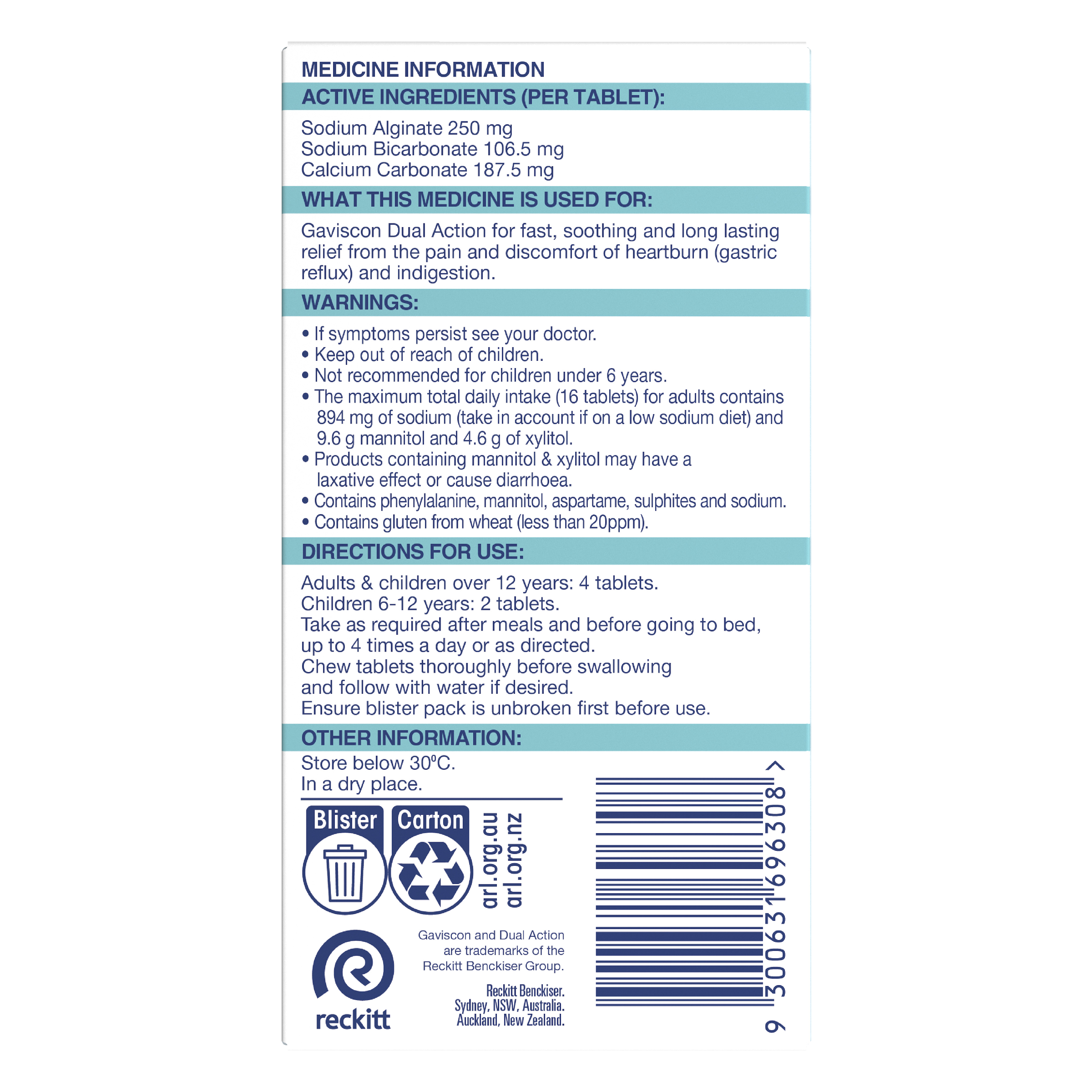 GAVISCON DUAL ACTION MIXED BERRY 16 TABLETS - Image 4