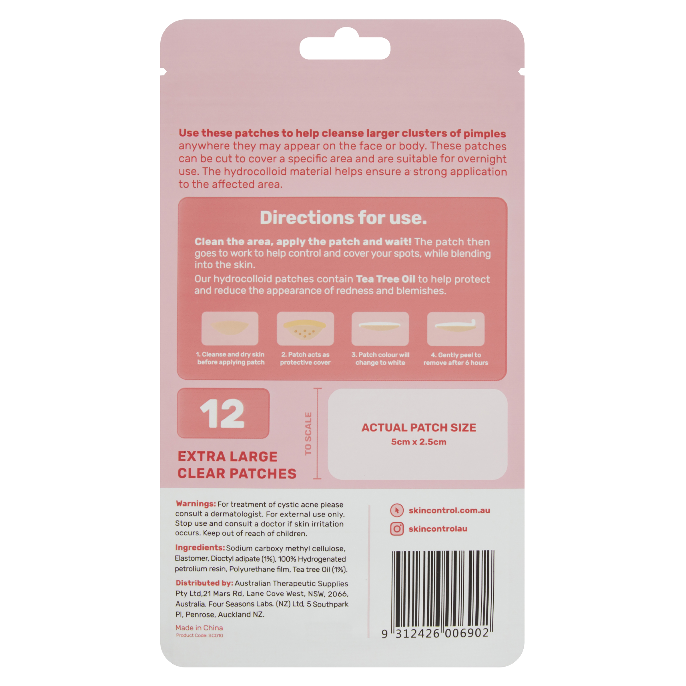 SKIN CONTROL PIMPLE PATCH EXTRA LARGE 12 PACK - Image 2