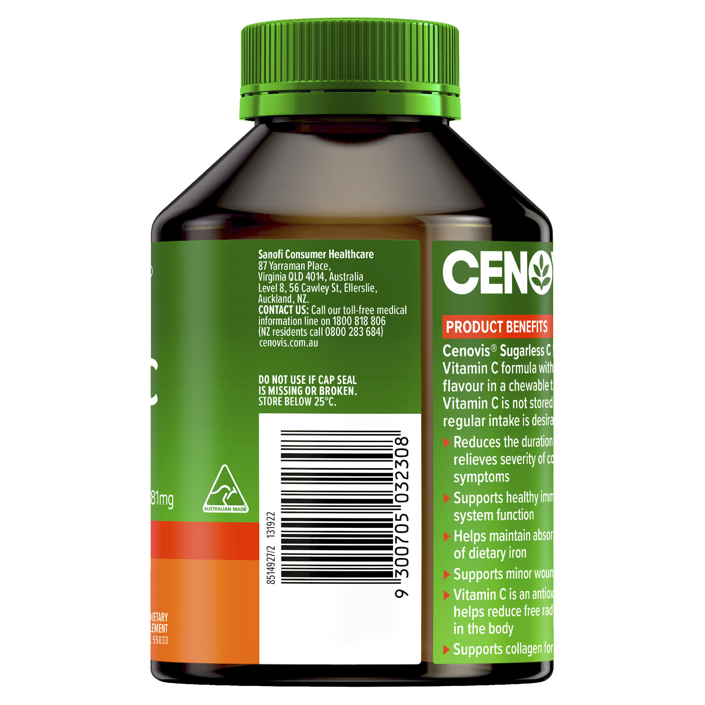 CENOVIS SUGARLESS C 500MG 300 TABLETS - Image 7