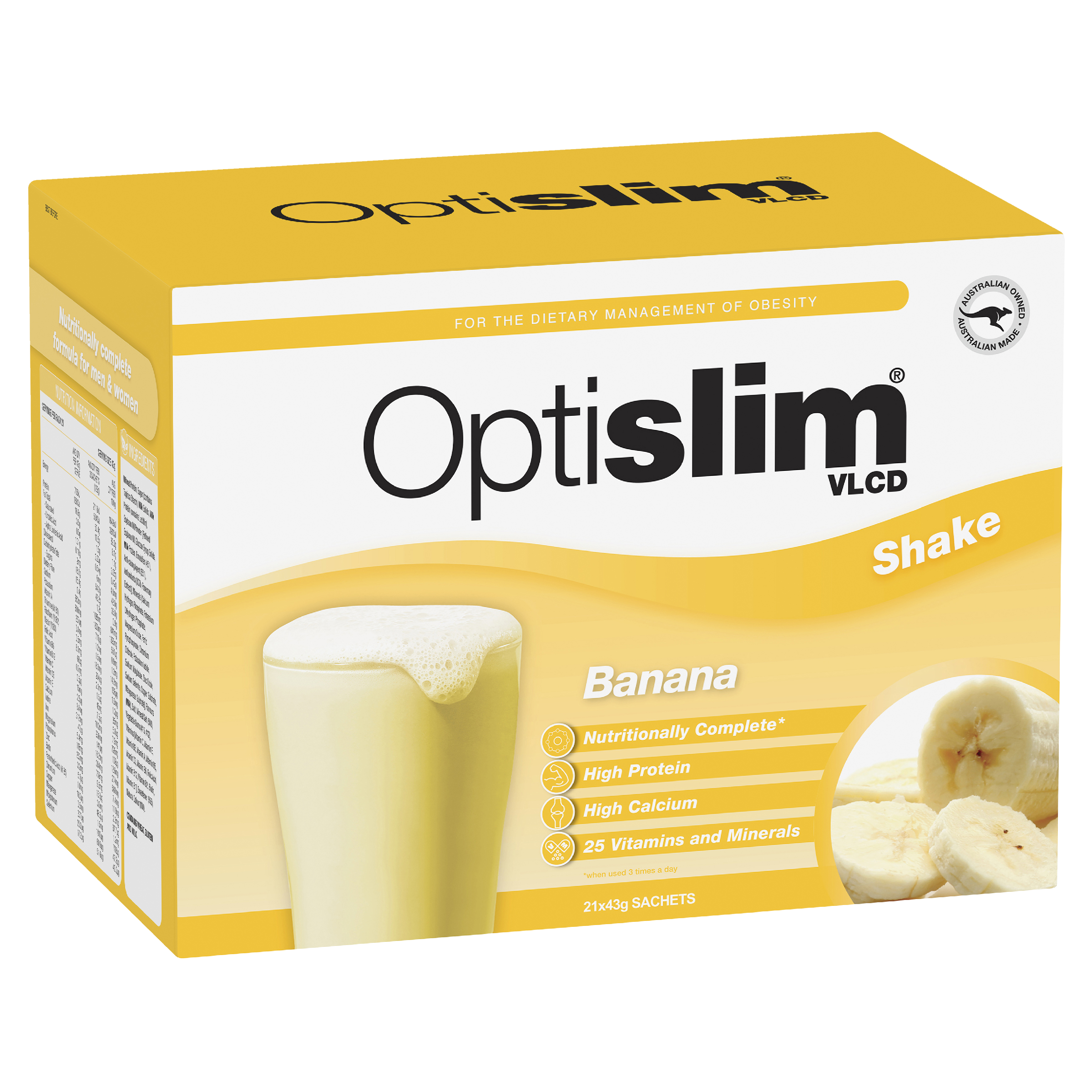 OPTISLIM VLCD SHAKE BANANA 43G 21 PACK